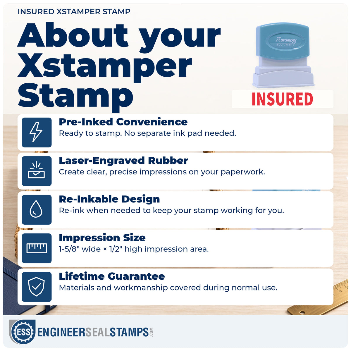 About the "Insured" Xstamper No. 1585 stamp and how to care for it