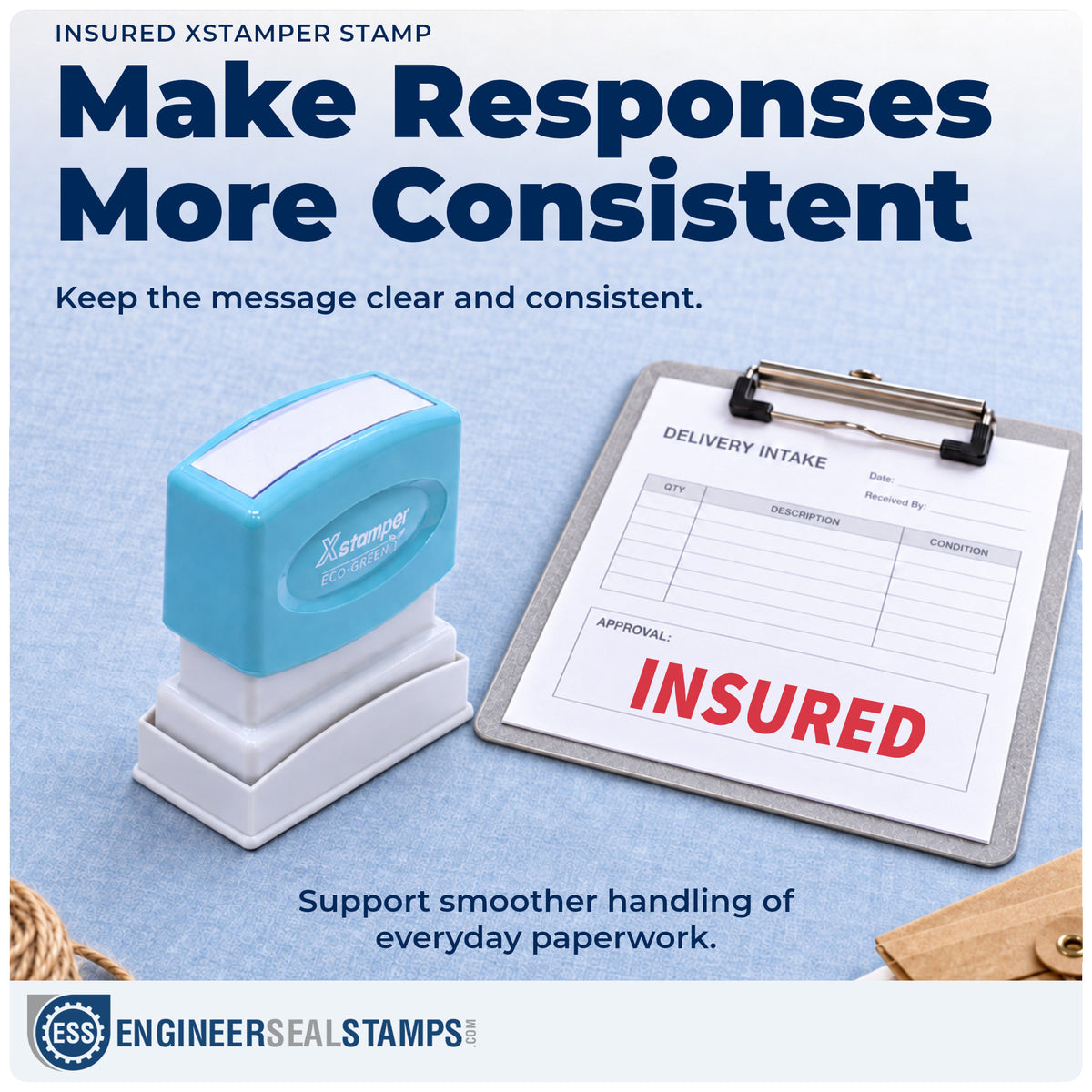 Where the "Insured" imprint fits in an office document workflow