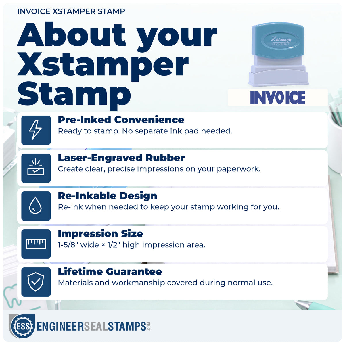 About the "Invoice" Xstamper No. 1053 stamp and how to care for it