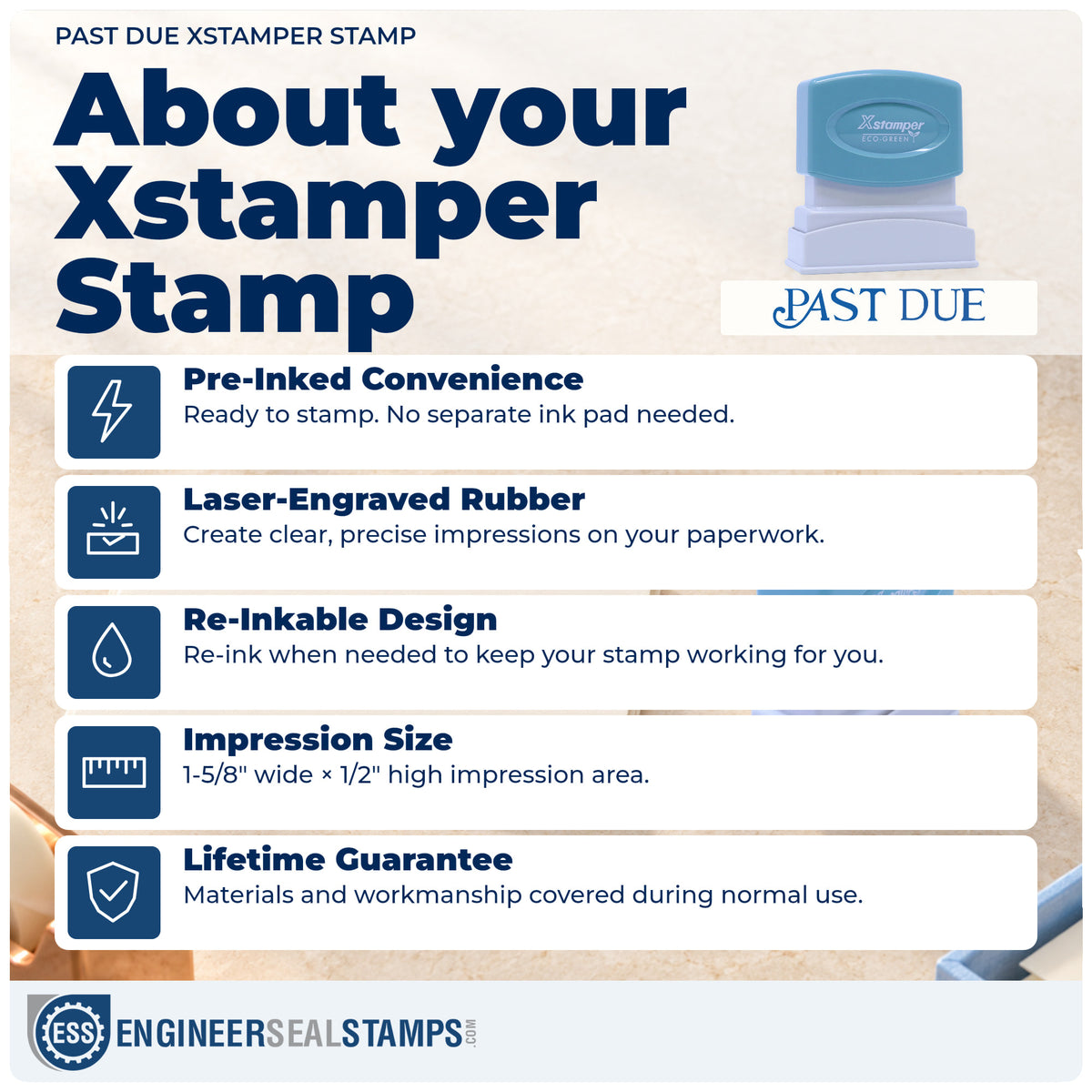 About the "Past due" Xstamper No. 1157 stamp and how to care for it