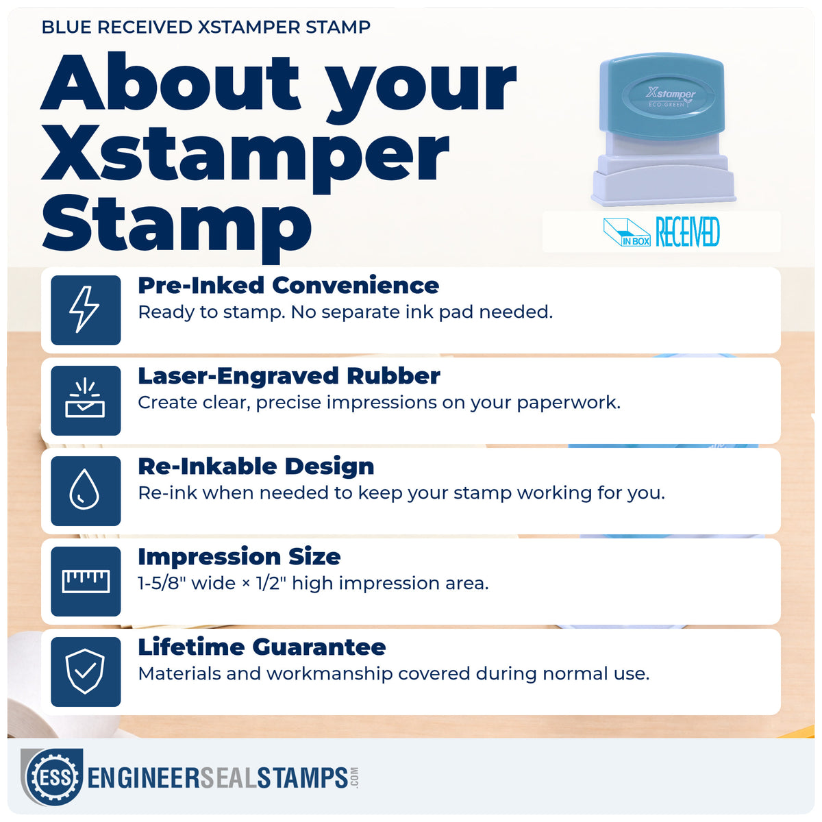 About the "Received" Xstamper No. 1823 stamp and how to care for it
