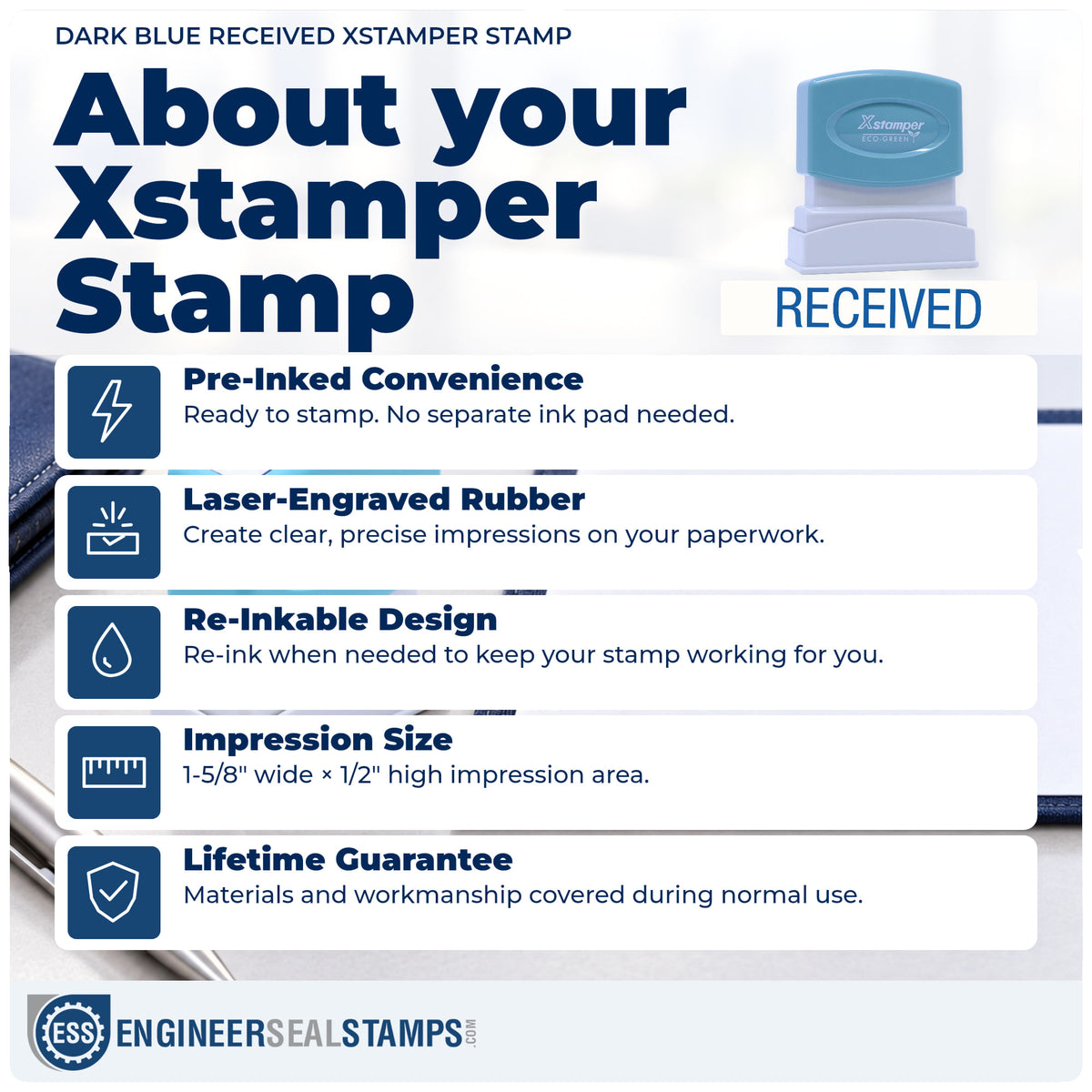About the "Received" Xstamper No. 1116 stamp and how to care for it