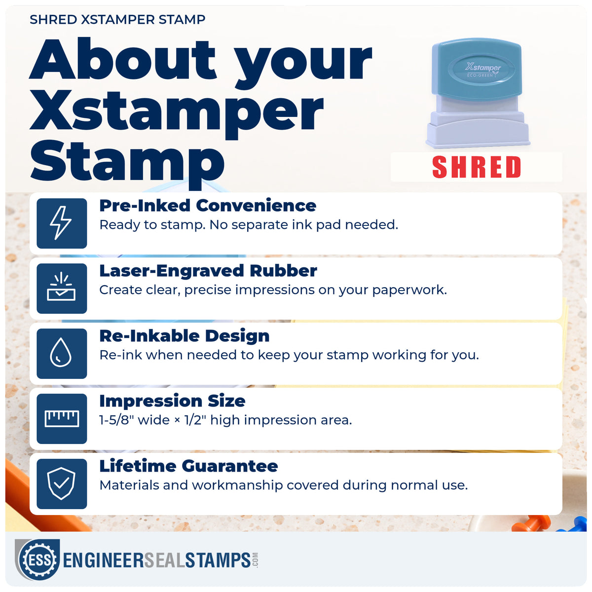 About the "Shred" Xstamper No. 1365 stamp and how to care for it