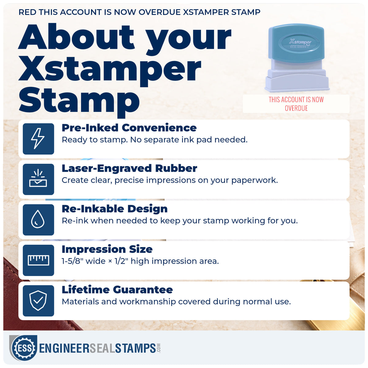 About the "This account is now overdue" Xstamper No. 1344 stamp and how to care for it