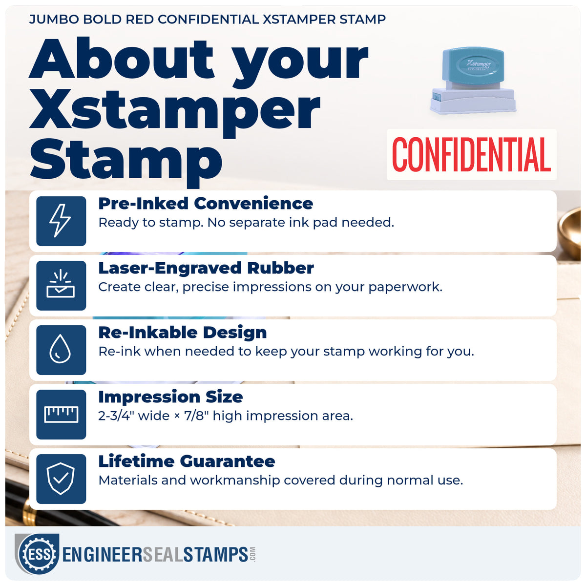 About the "Confidential" Xstamper No. 3208 stamp and how to care for it