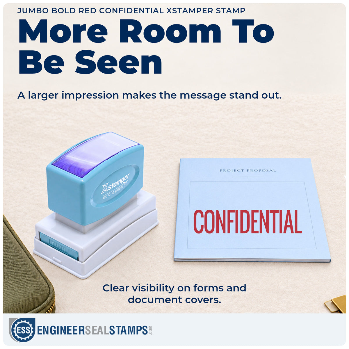 Features of the "Confidential" Xstamper No. 3208 pre-inked stamp