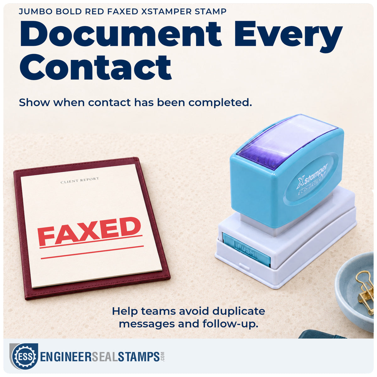 Where the "Faxed" imprint fits in an office document workflow
