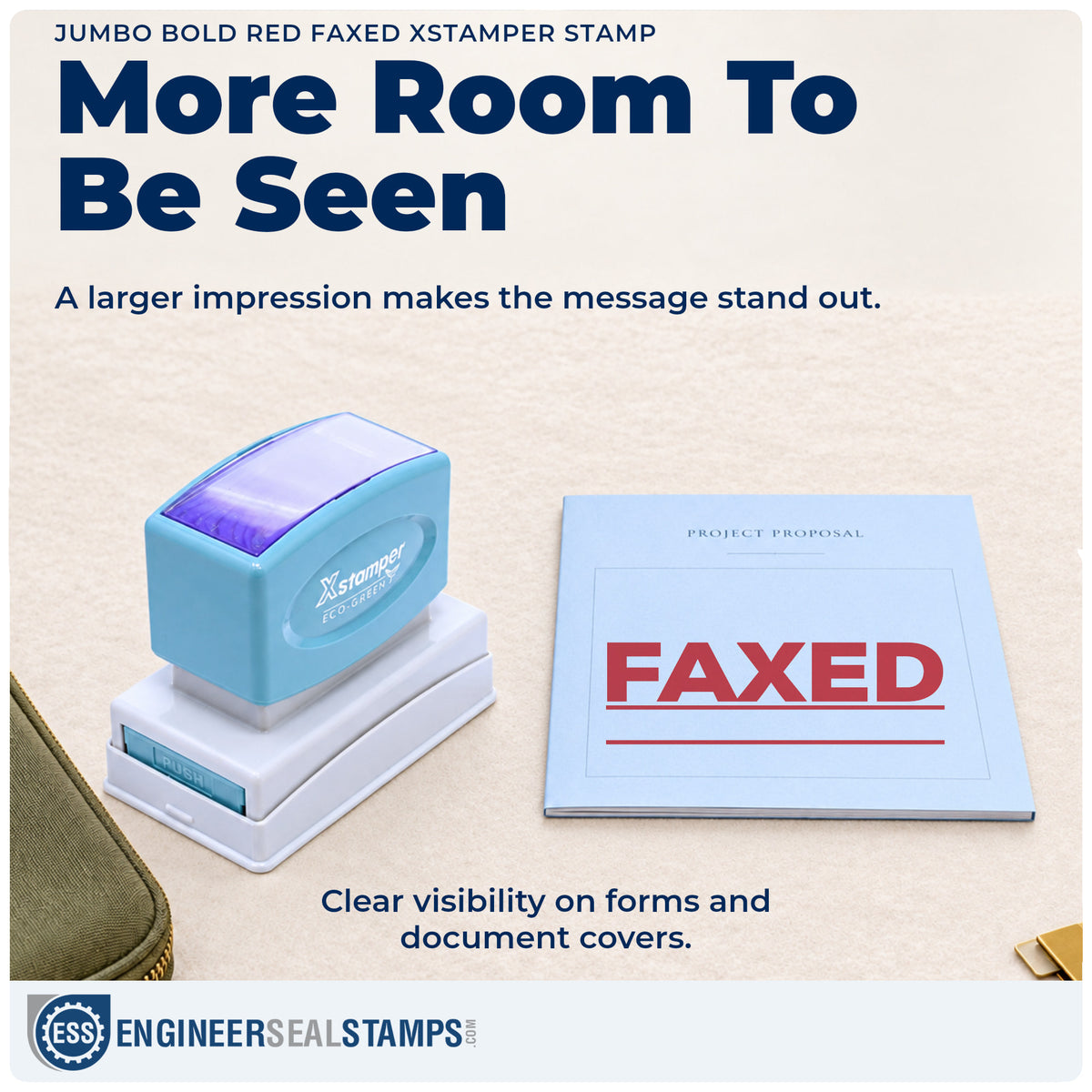 Features of the "Faxed" Xstamper No. 3248 pre-inked stamp