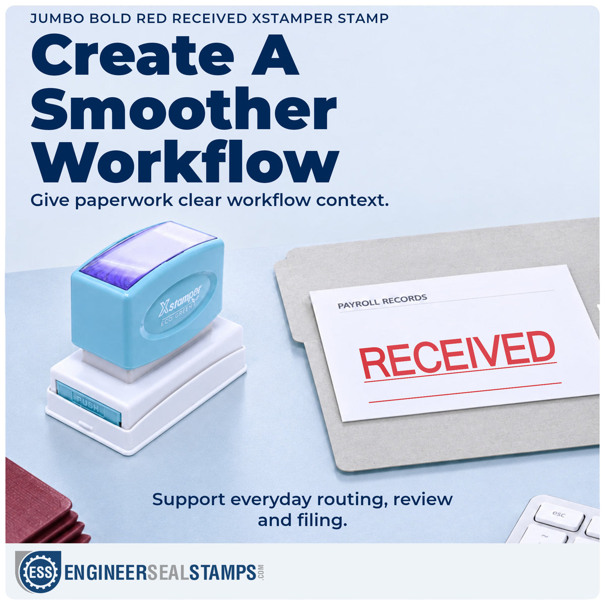 Where the "Received" imprint fits in an office document workflow