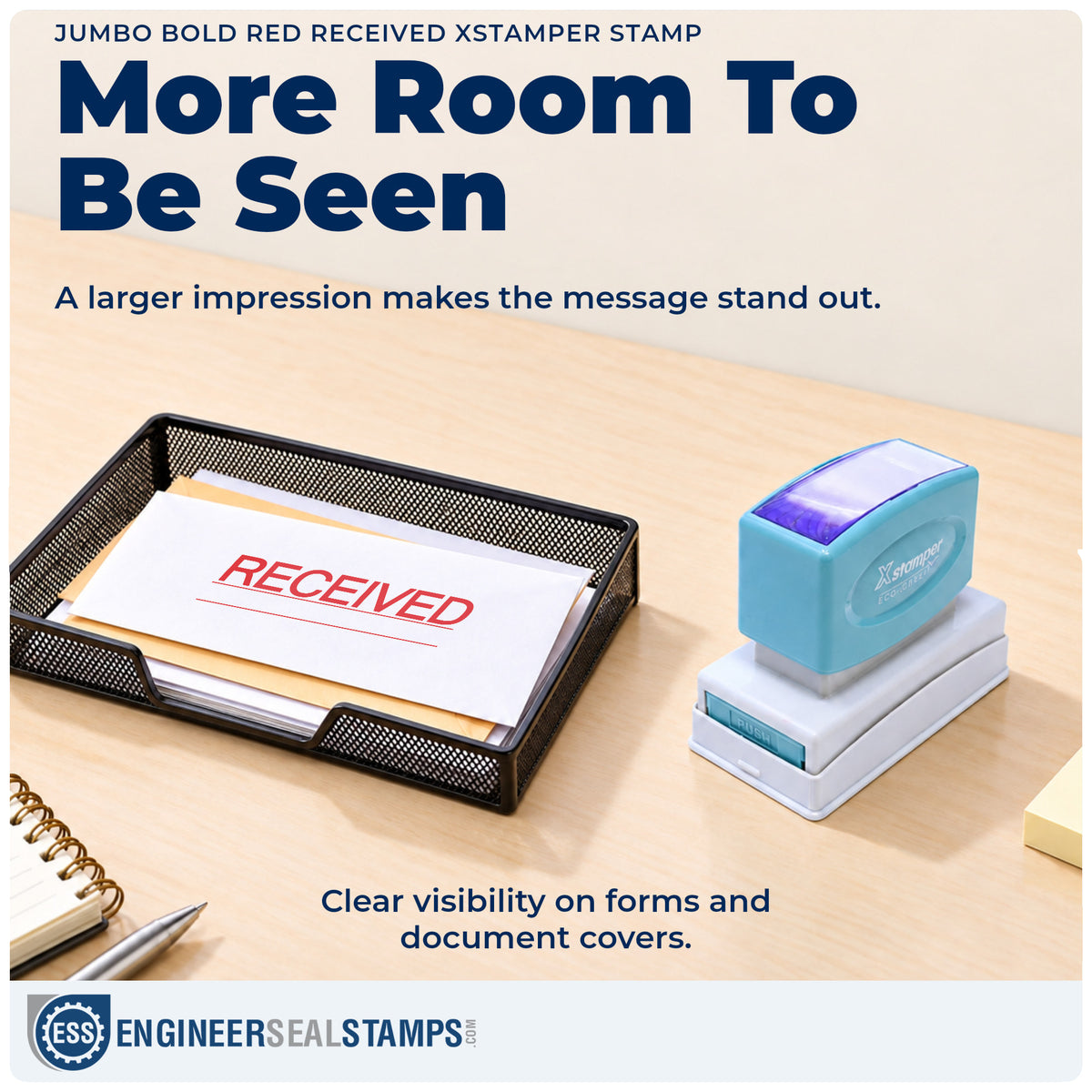 Features of the "Received" Xstamper No. 3251 pre-inked stamp