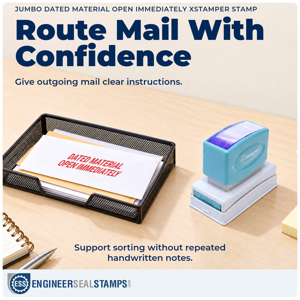 Where the "Dated material open immediately" imprint fits in an office document workflow