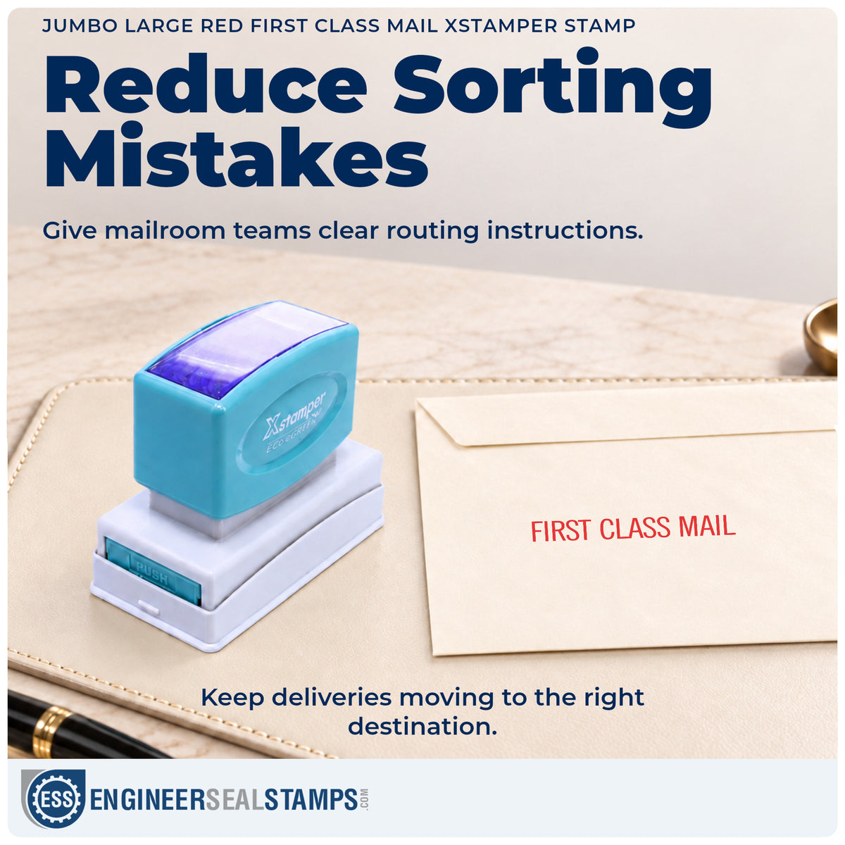 Where the "First class mail" imprint fits in an office document workflow