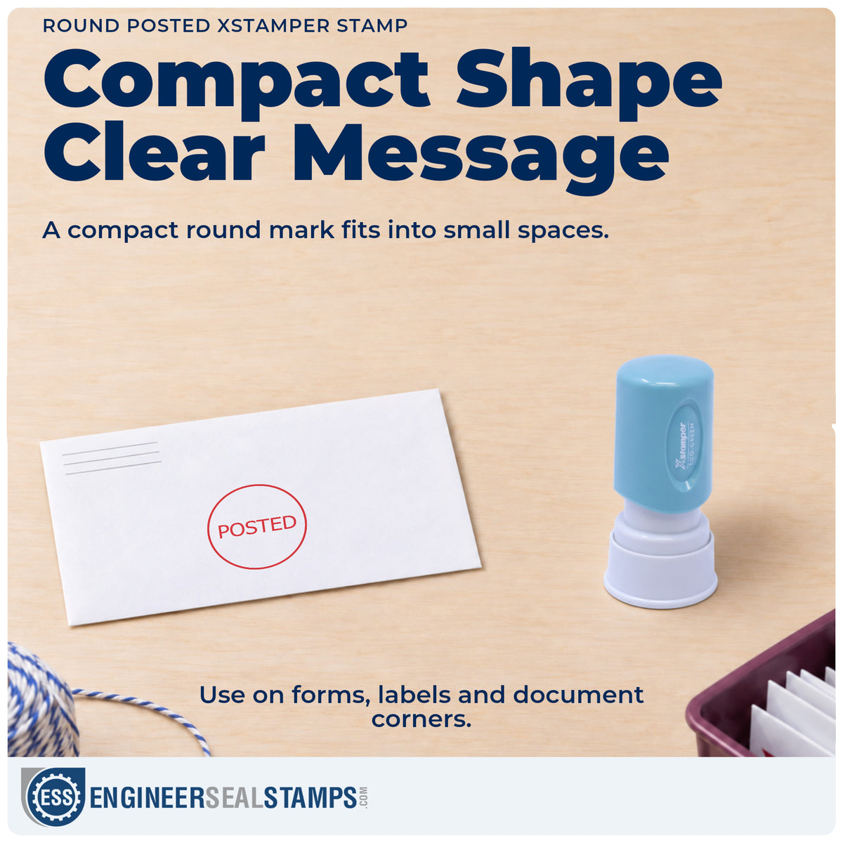 Features of the "Posted" Xstamper No. 11363 pre-inked stamp
