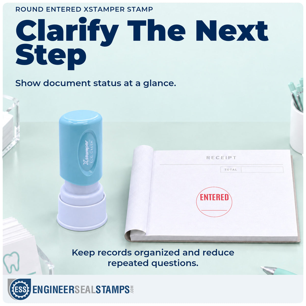 Where the "Entered" imprint fits in an office document workflow