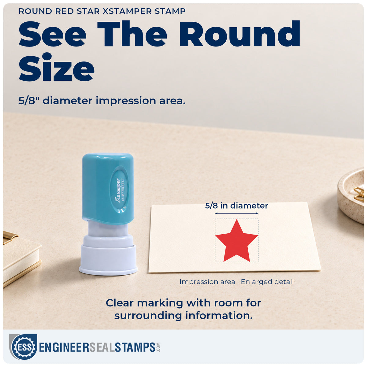 Impression size guide: the "Star" imprint measures 5/8 in diameter