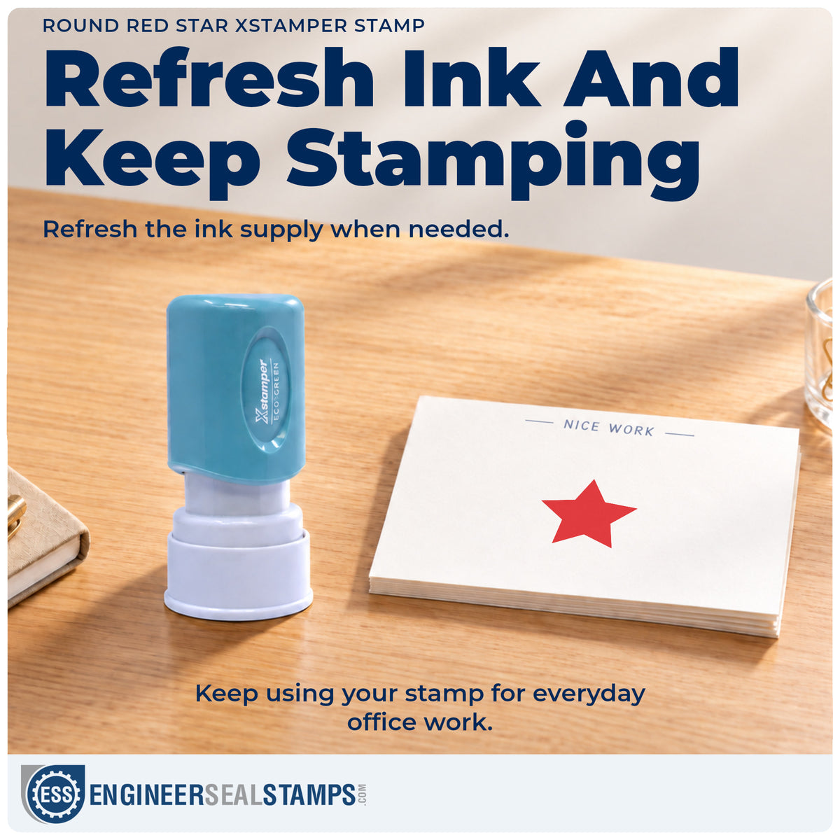 Re-inkable "Star" stamp built for thousands of repeat impressions