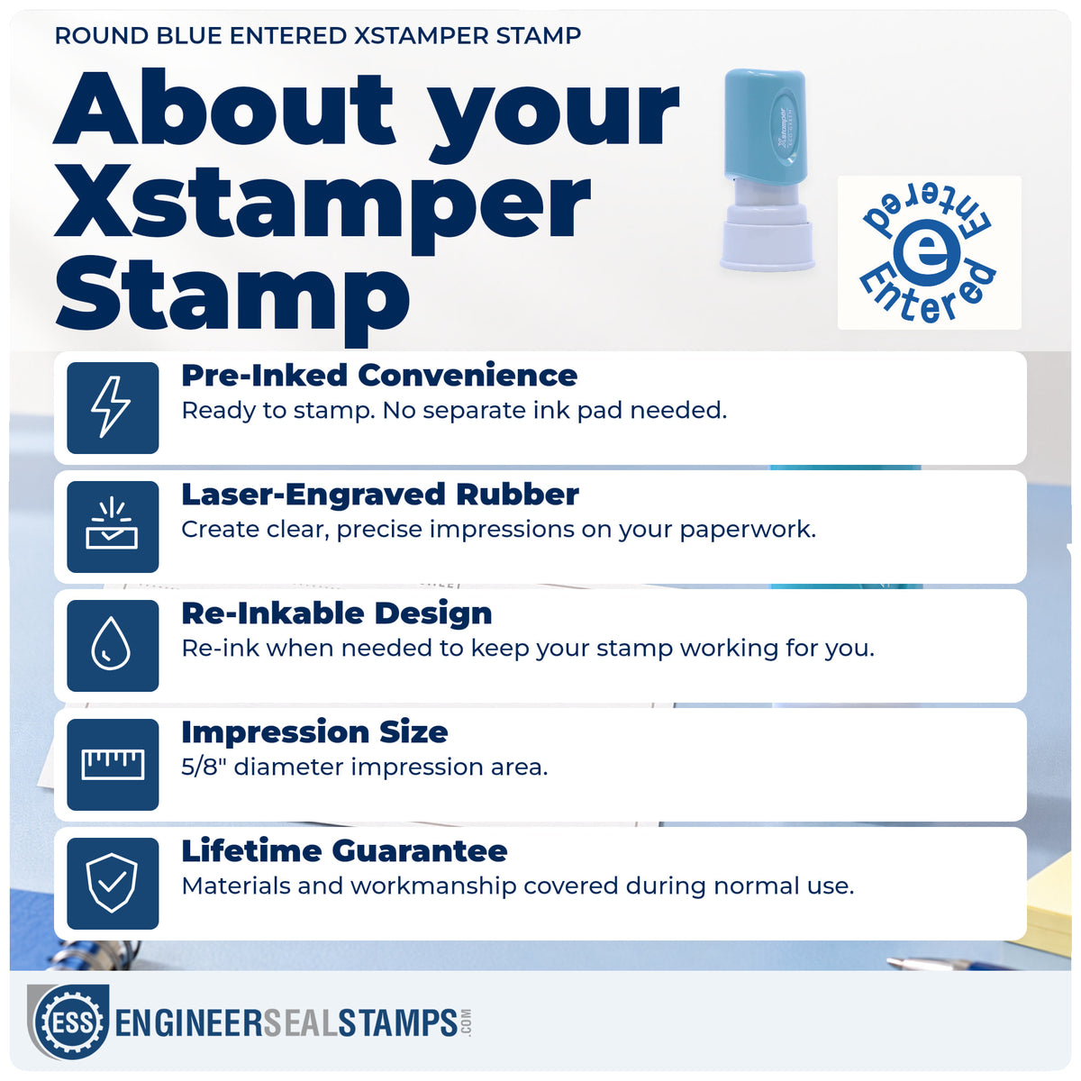 About the "Entered" Xstamper No. 11423 stamp and how to care for it