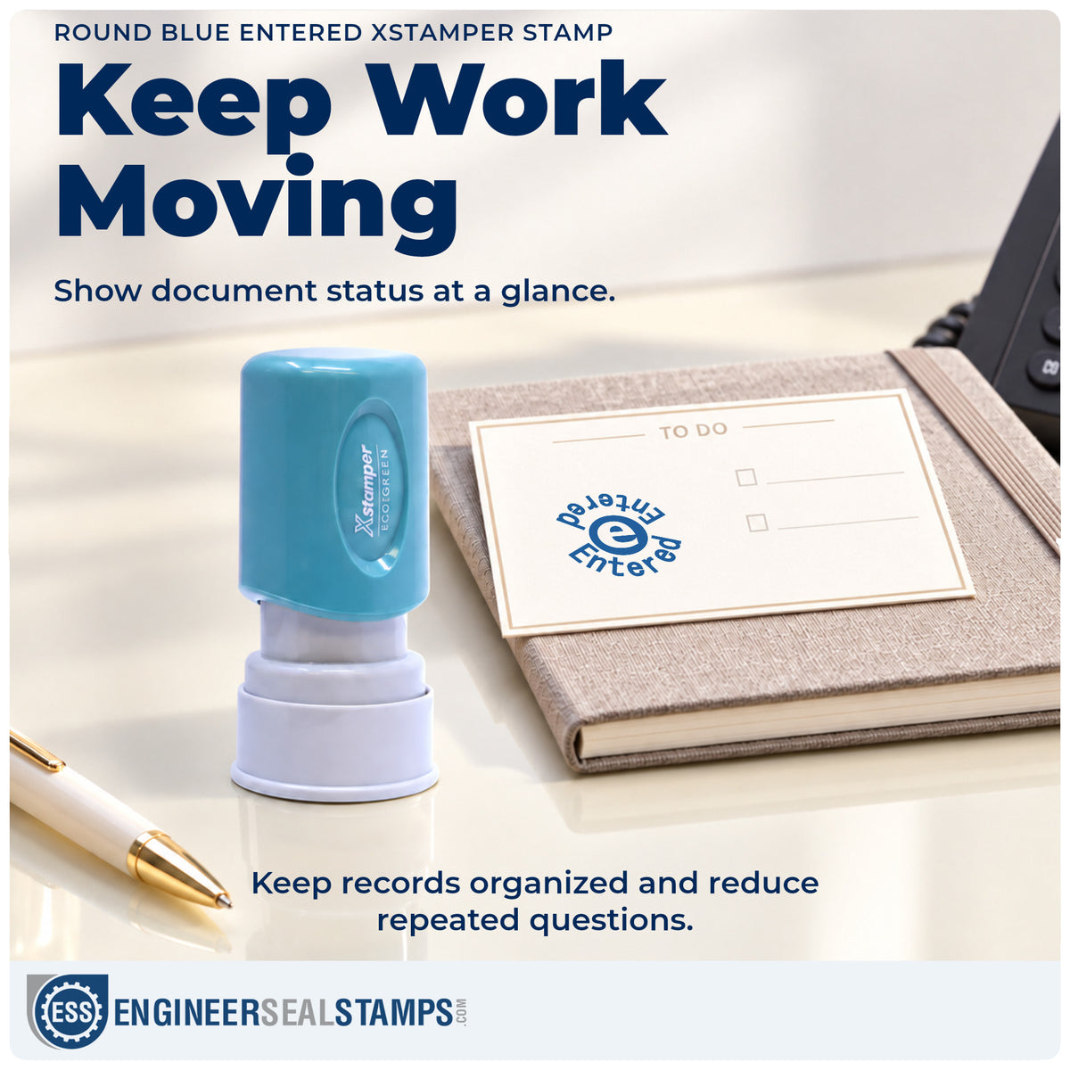 Where the "Entered" imprint fits in an office document workflow