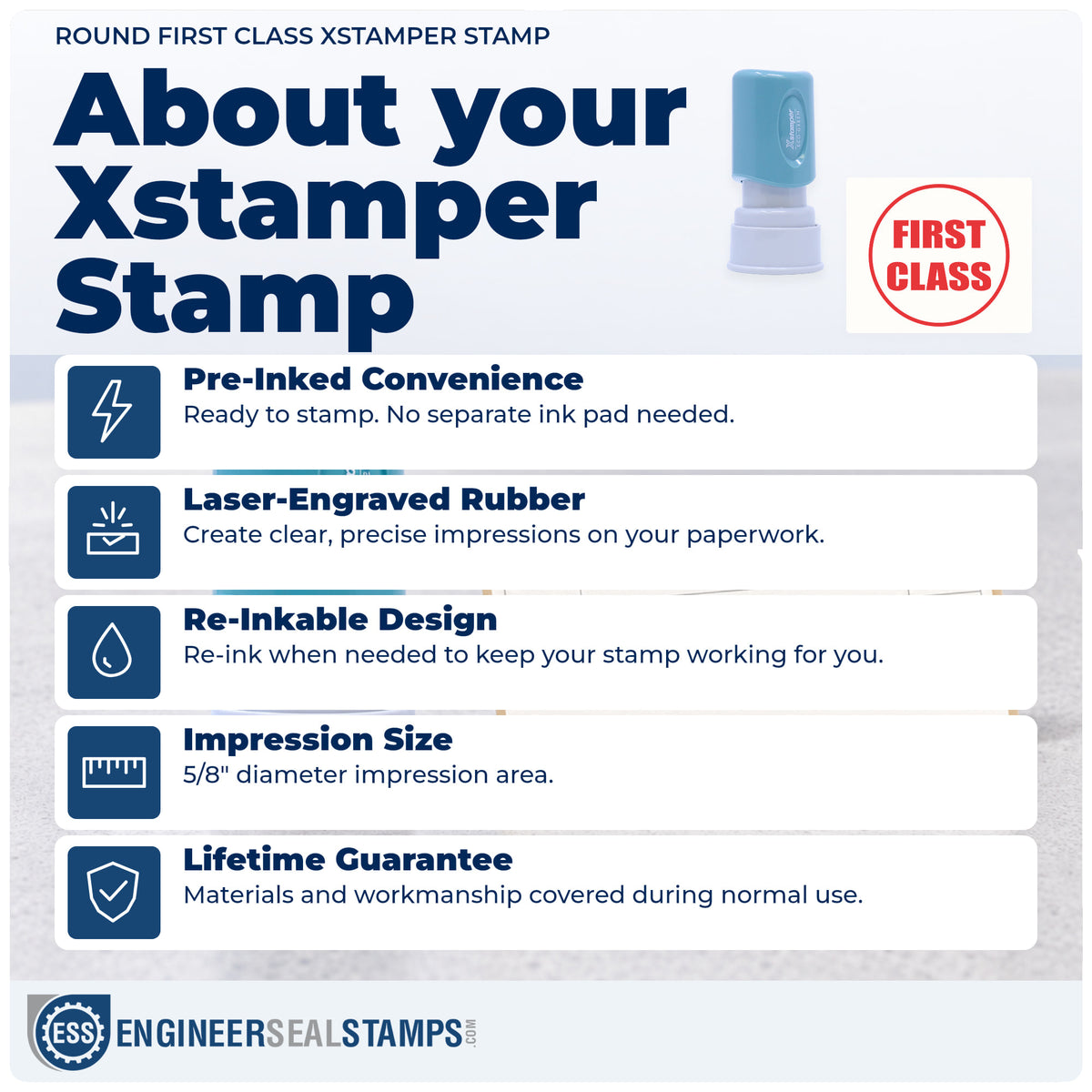 About the "First class" Xstamper No. 11412 stamp and how to care for it