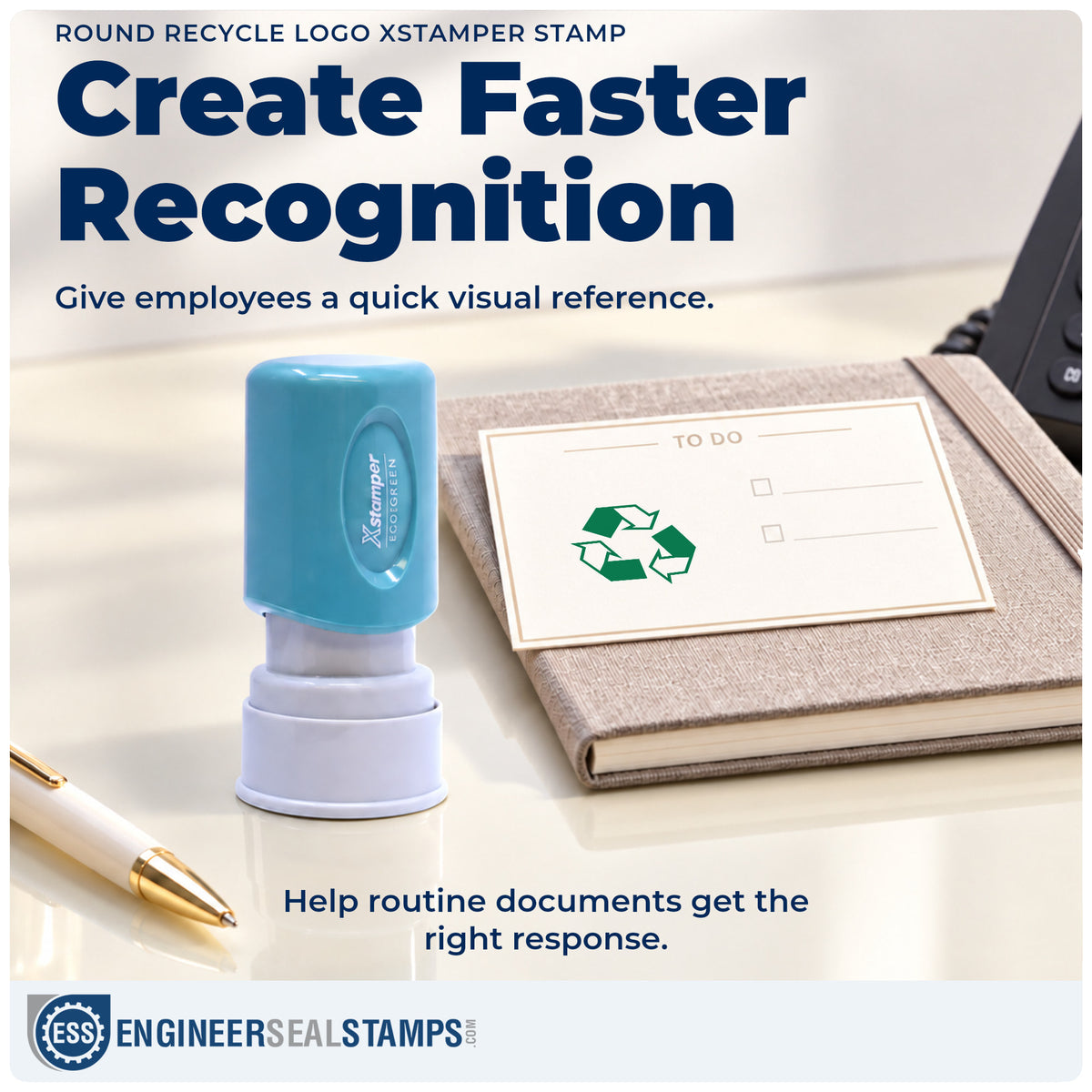 Where the "Recycle logo" imprint fits in an office document workflow