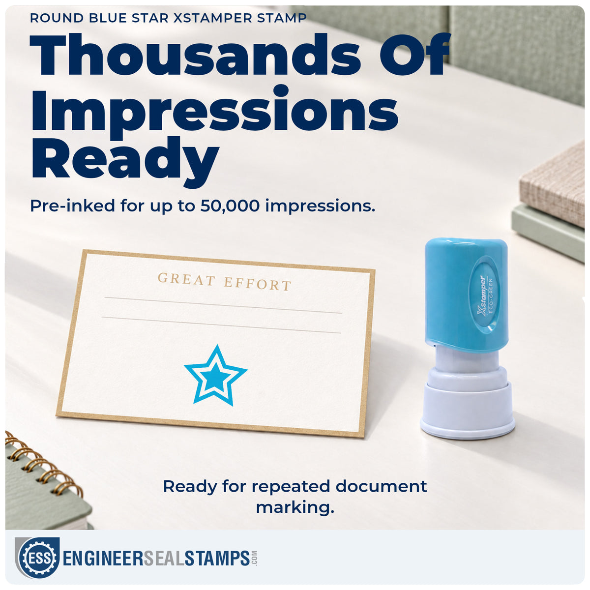 Re-inkable "Star" stamp built for thousands of repeat impressions