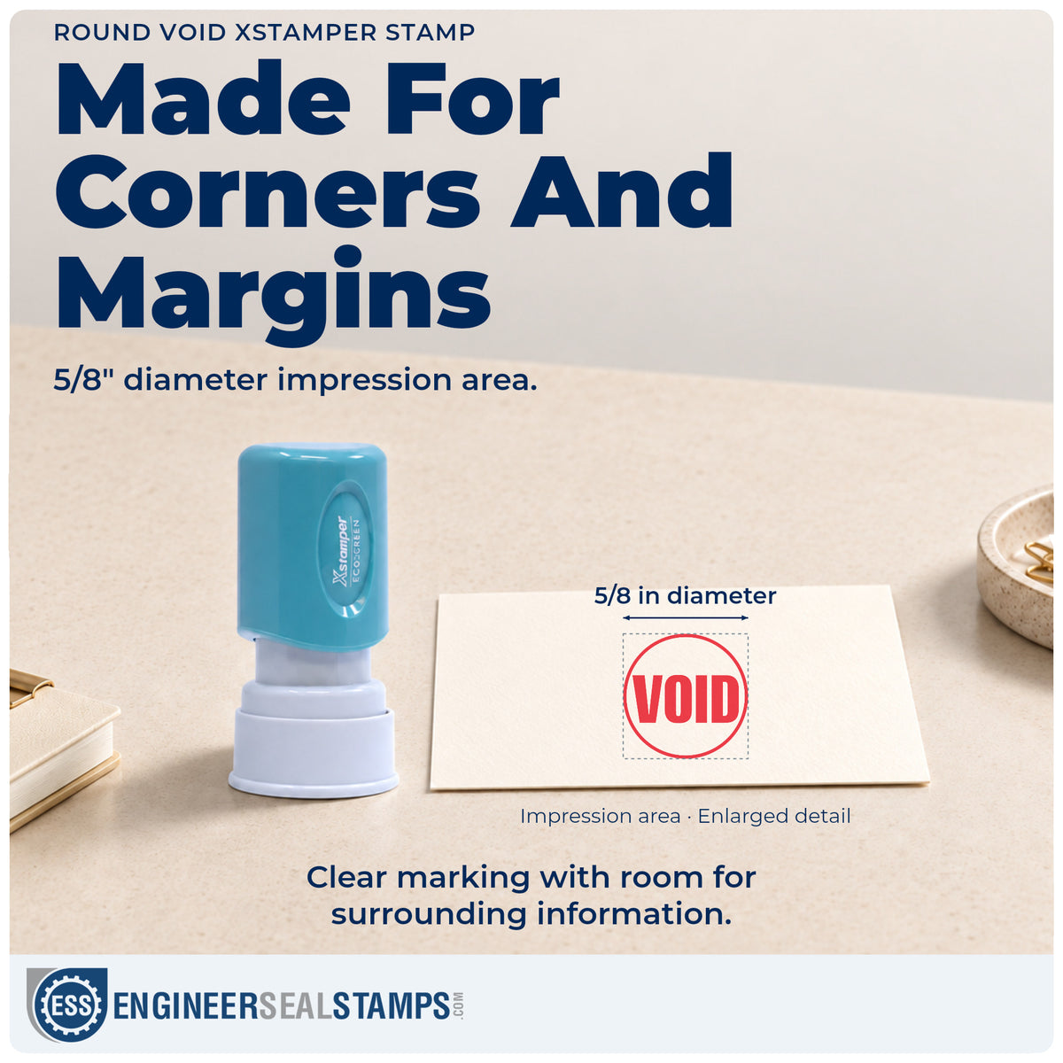 Impression size guide: the "Void" imprint measures approximately 5/8 inch diameter