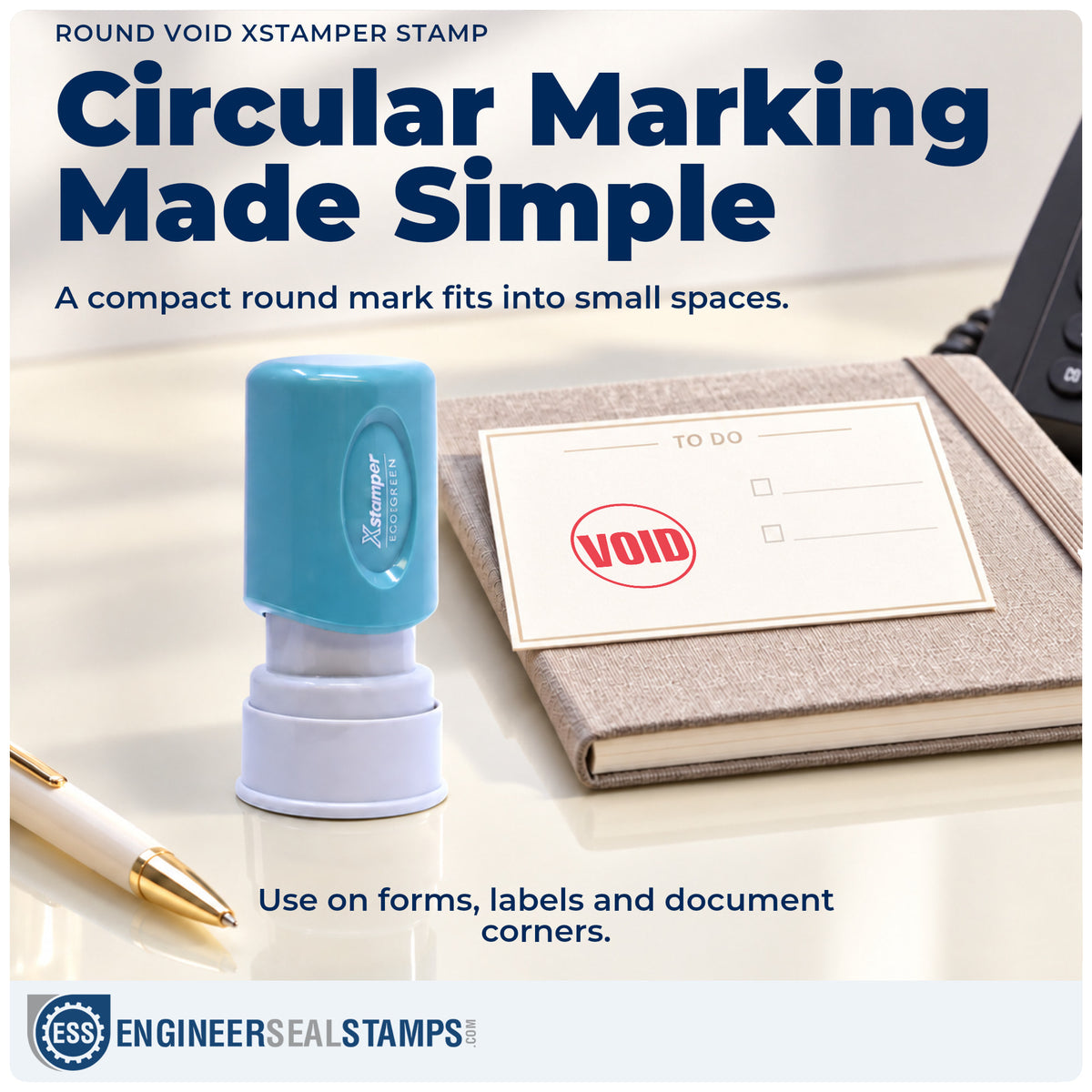 Features of the "Void" Xstamper No. 11419 pre-inked stamp