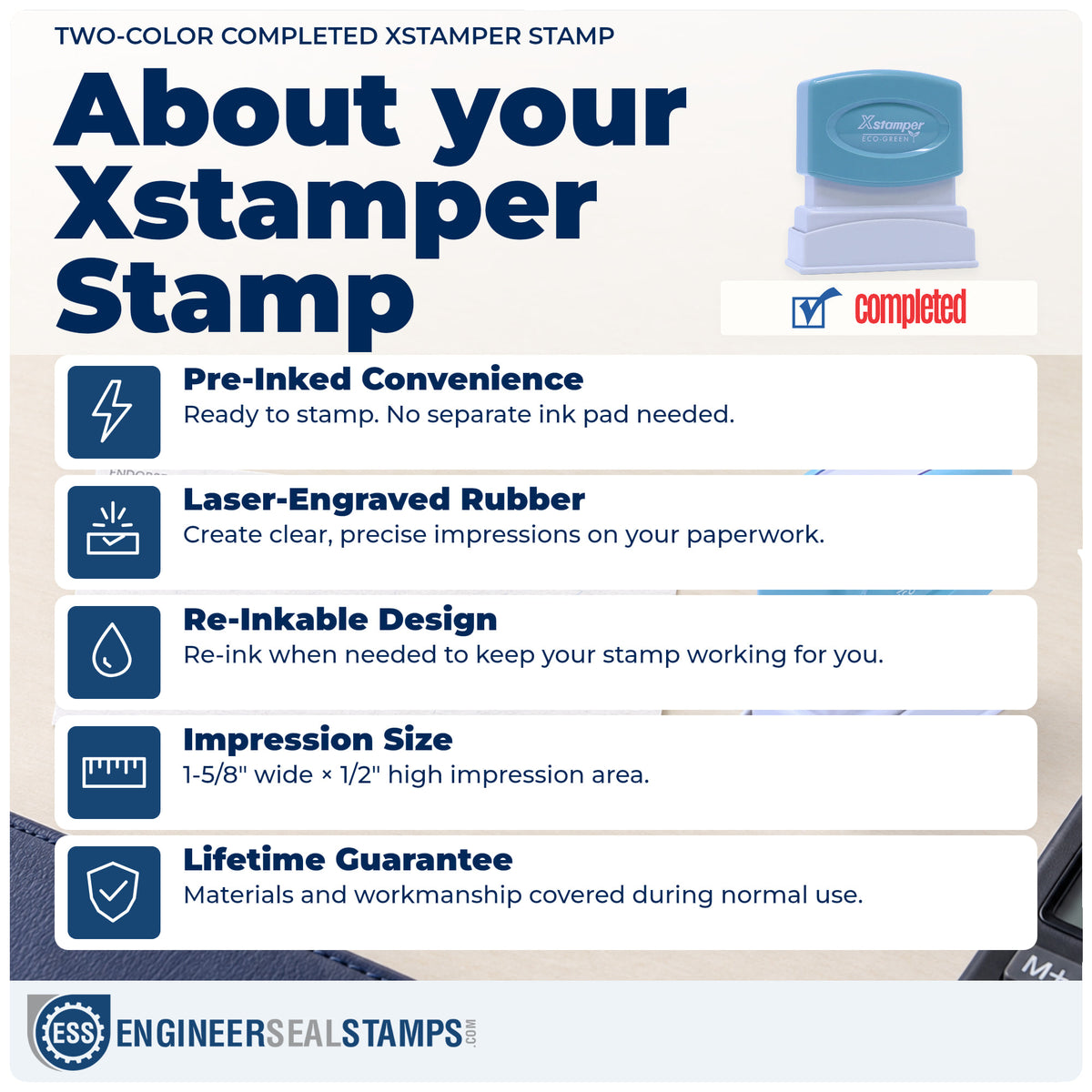 About the "Completed" Xstamper No. 2026 stamp and how to care for it