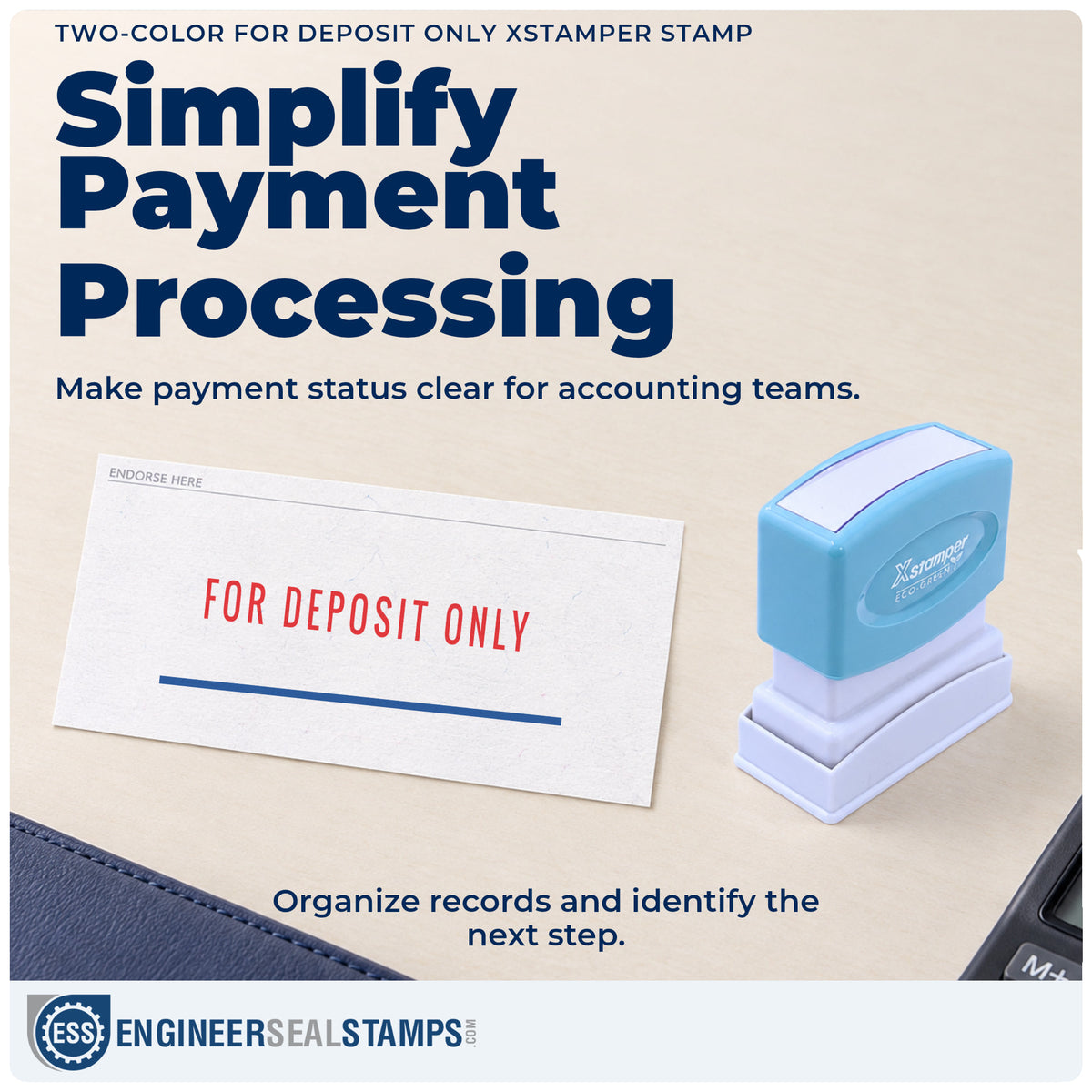 Where the "For deposit only" imprint fits in an office document workflow