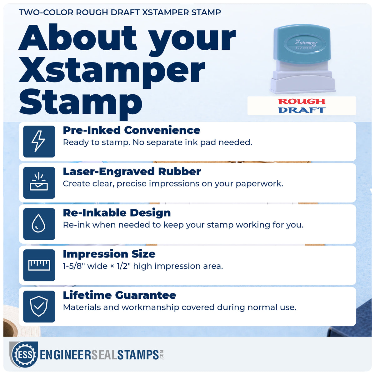 About the "Rough draft" Xstamper No. 2033 stamp and how to care for it