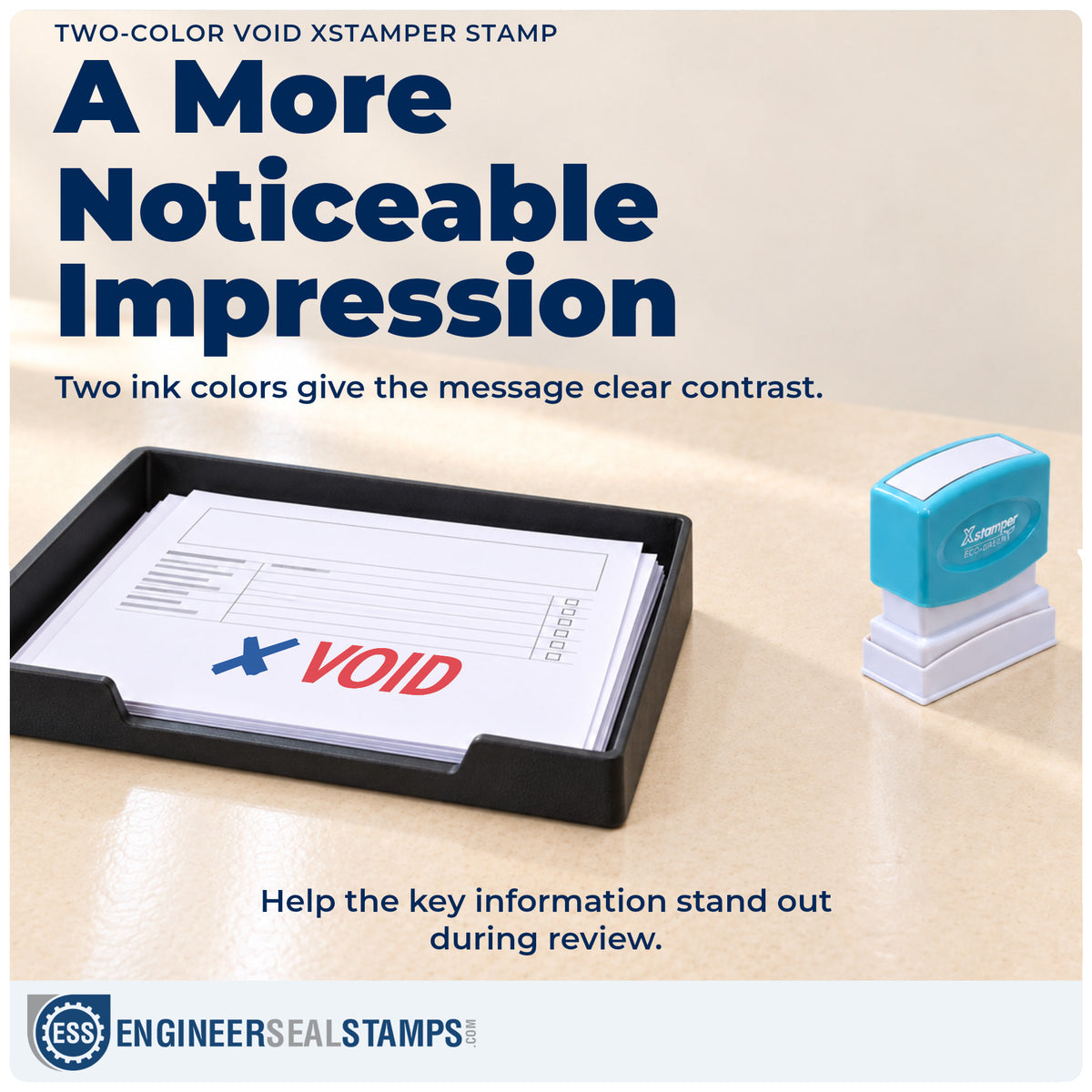 Features of the "Void" Xstamper No. 2037 pre-inked stamp