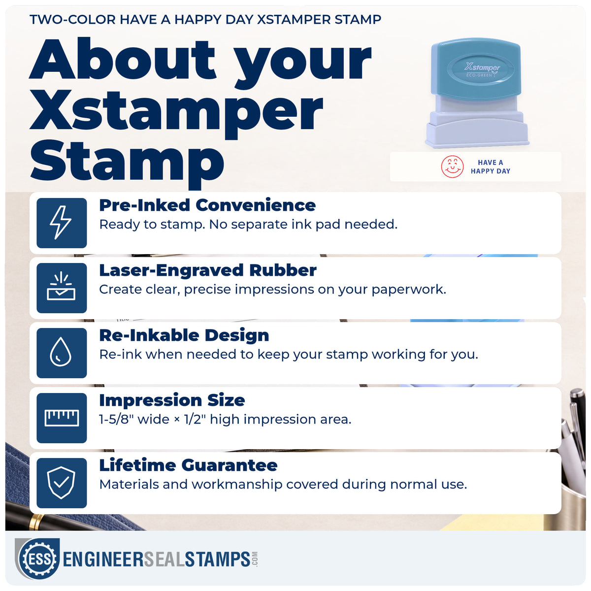 About the "Have a happy day" Xstamper No. 2020 stamp and how to care for it