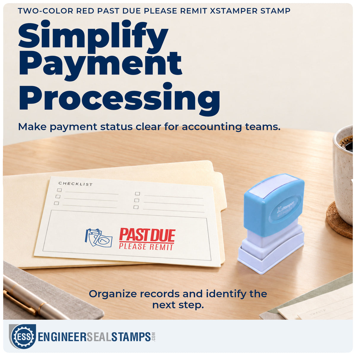 Where the "Past due please remit" imprint fits in an office document workflow