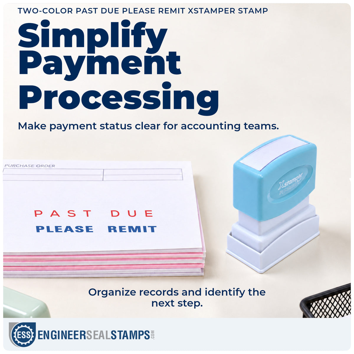 Where the "Past due please remit" imprint fits in an office document workflow