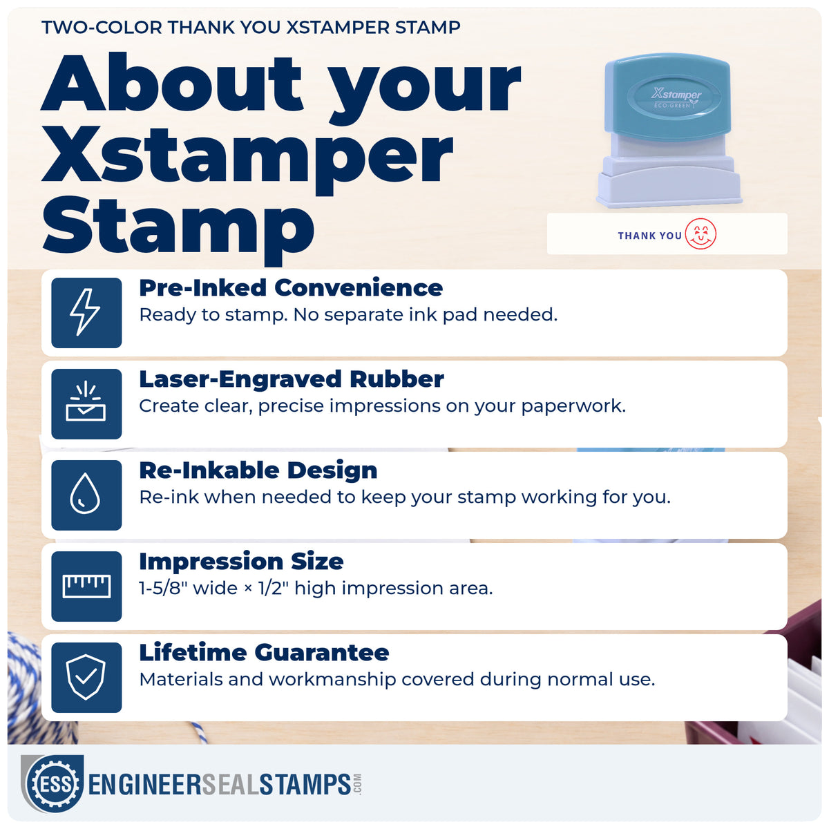 About the "Thank you" Xstamper No. 2018 stamp and how to care for it