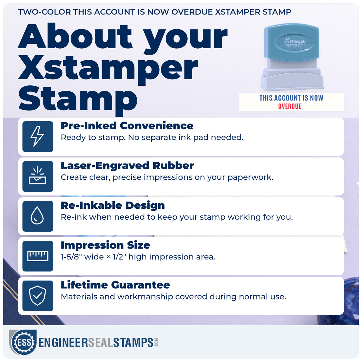 About the "This account is now overdue" Xstamper No. 2004 stamp and how to care for it