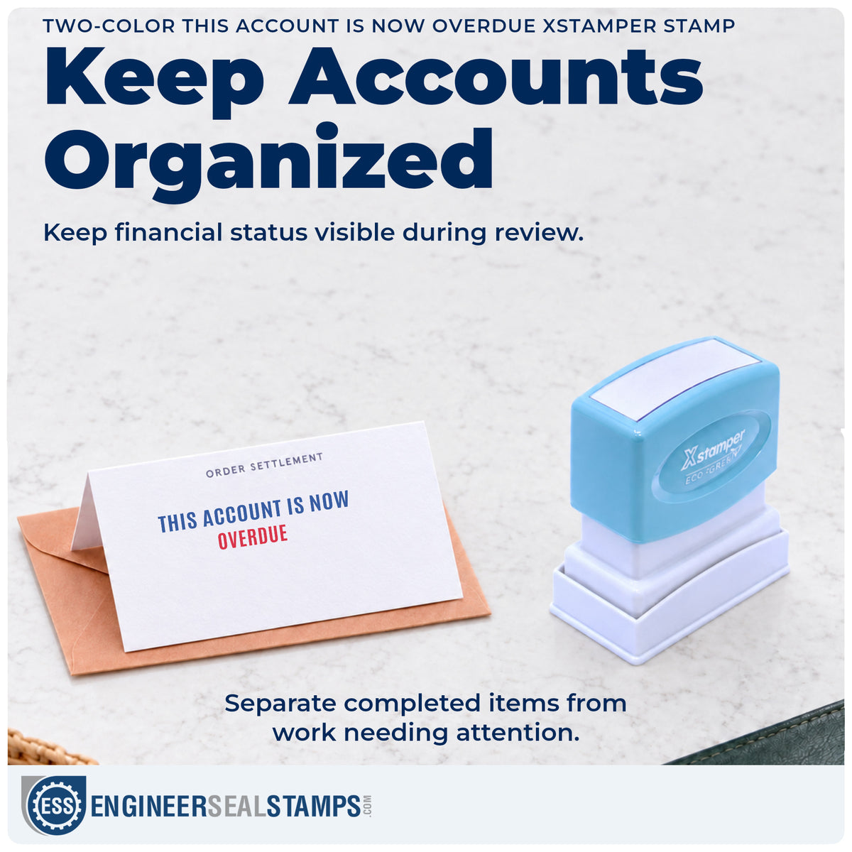 Where the "This account is now overdue" imprint fits in an office document workflow