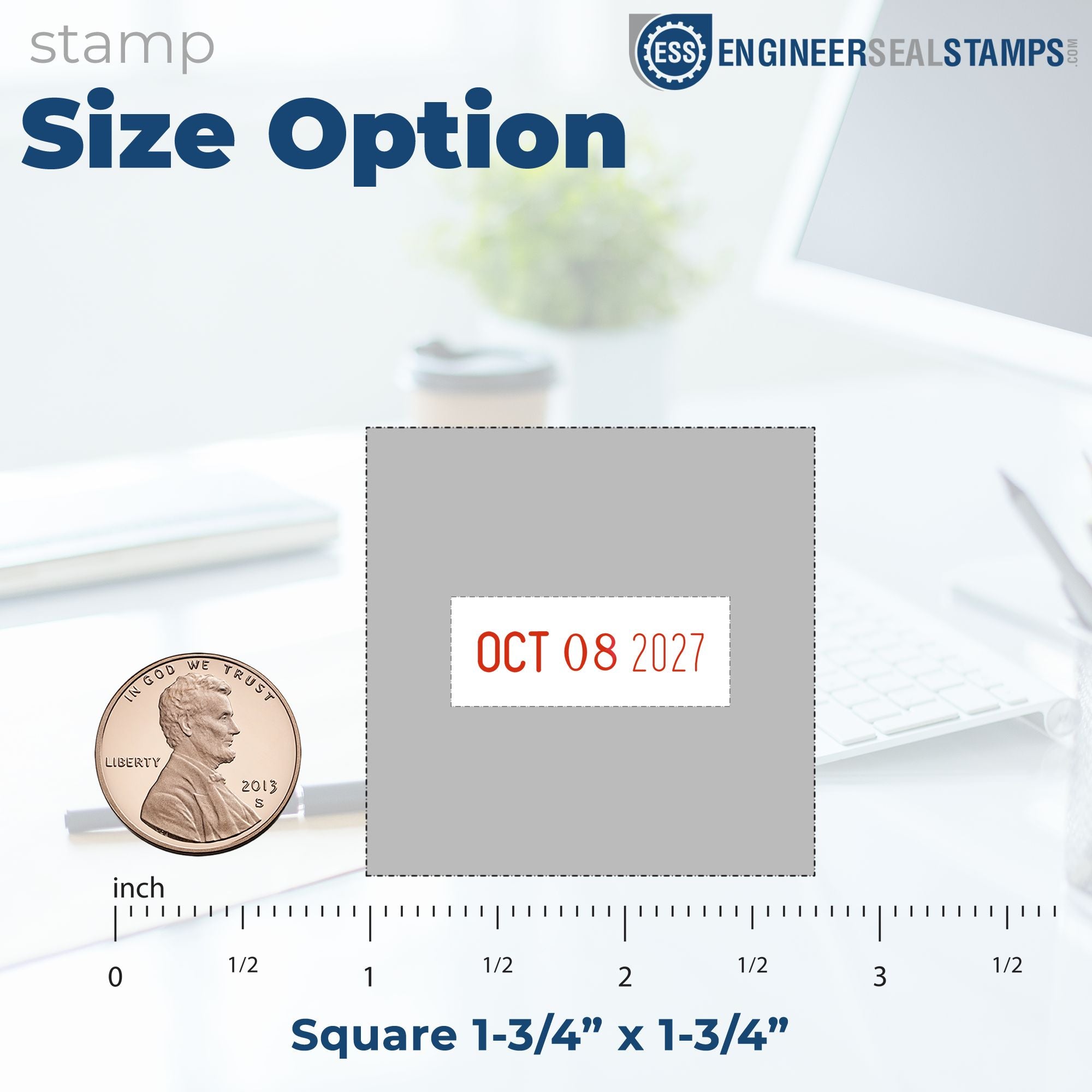 Shiny Heavy Duty Date Stamp 1-3/4 x 1-3/4