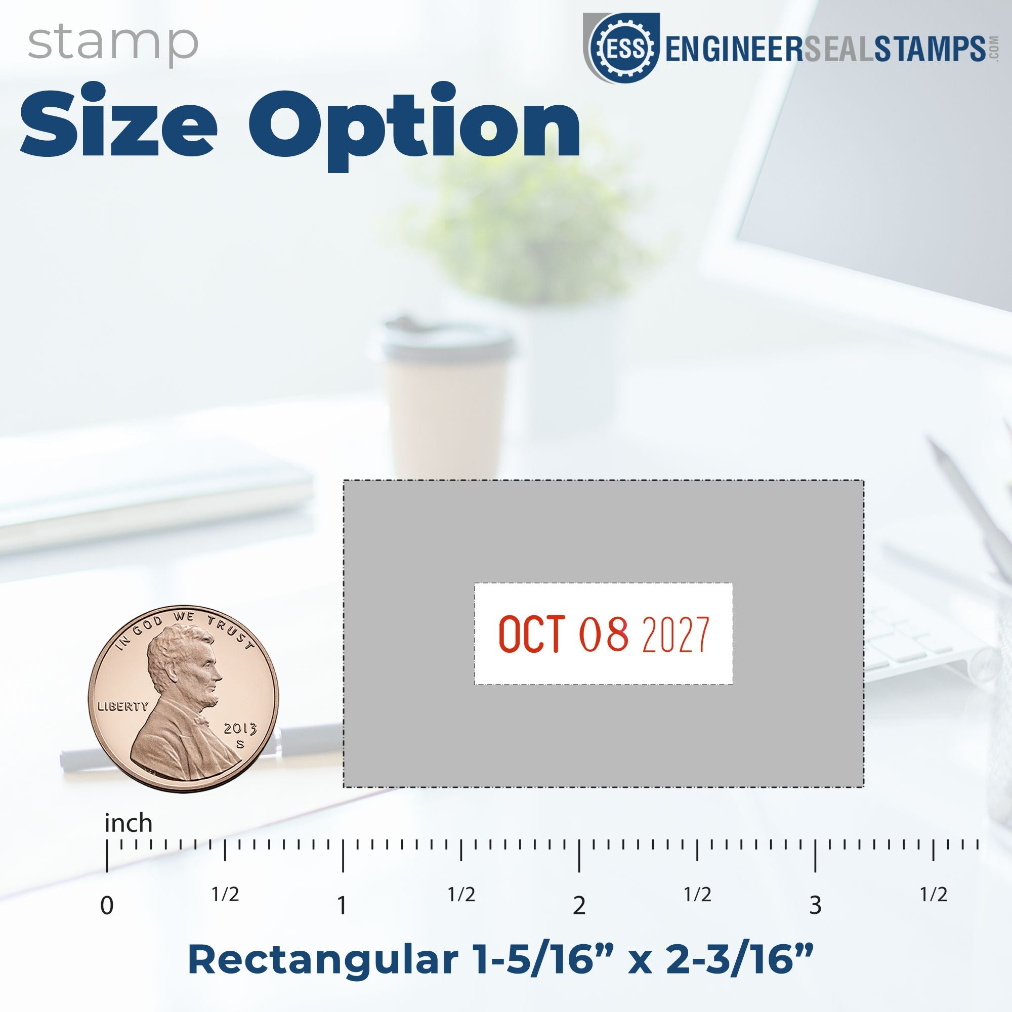 Shiny Heavy Duty Date Stamp 1-5/16 x 2-3/16