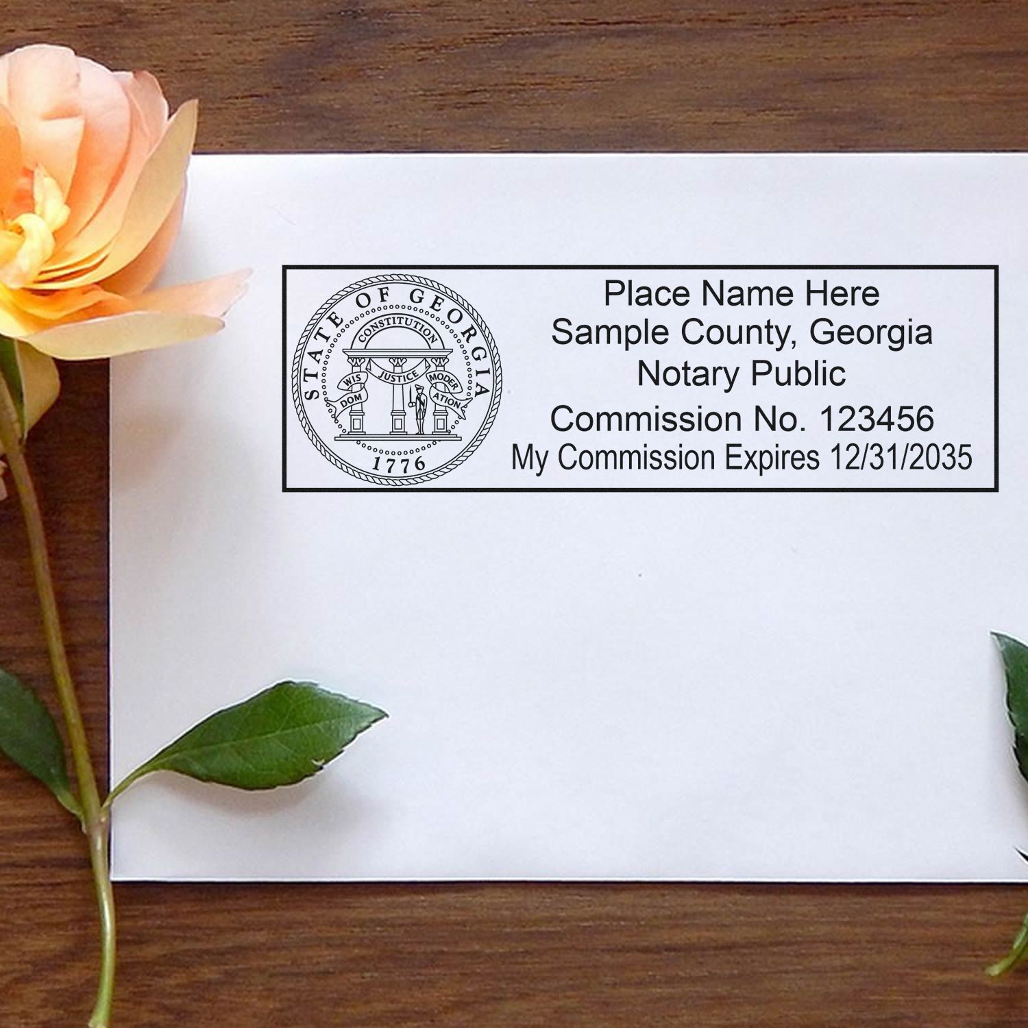 Rectangular Self Inking Georgia Notary Stamp and Georgia Notary Soft Seal