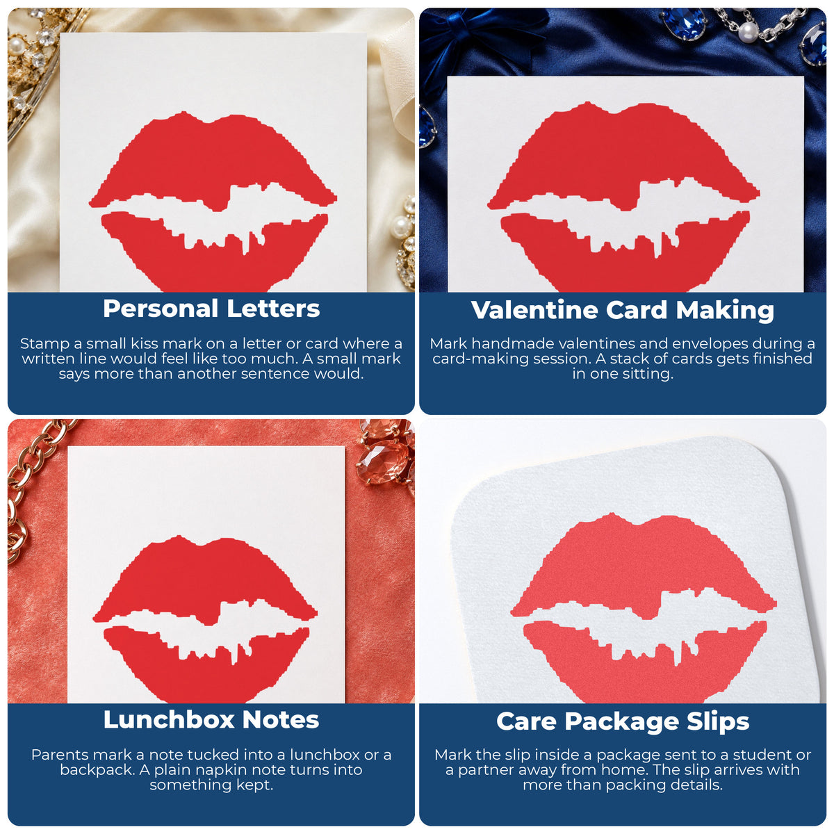 "Kiss" imprint applied to paperwork, round impression at Approximately 5/8 in diameter