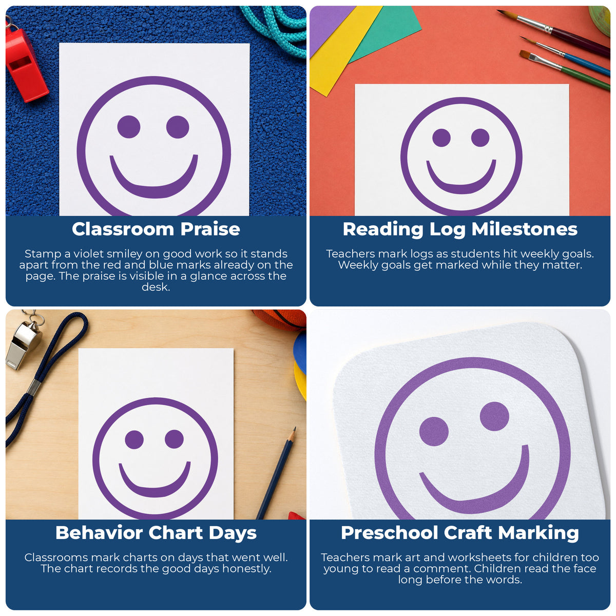 "Smiley face" imprint applied to paperwork, round impression at 5/8 in diameter