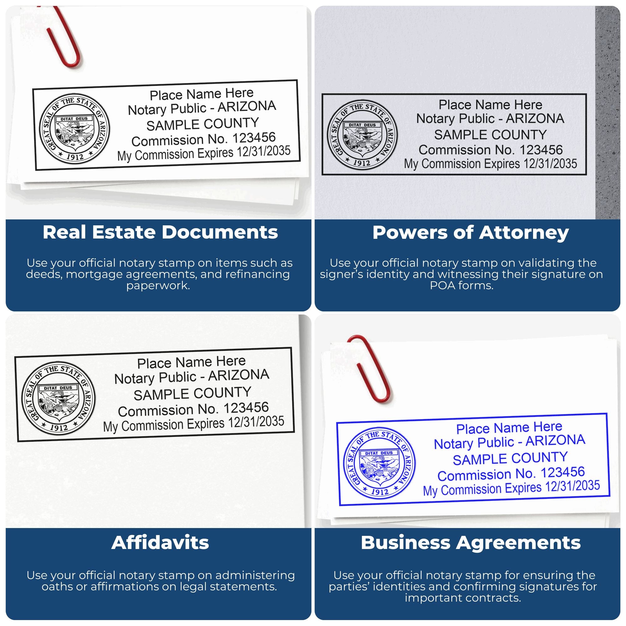 Arizona Notary Stamp and Arizona Notary Seal Bundle Kit with Soft Seal and Rectangular Wood Stamp