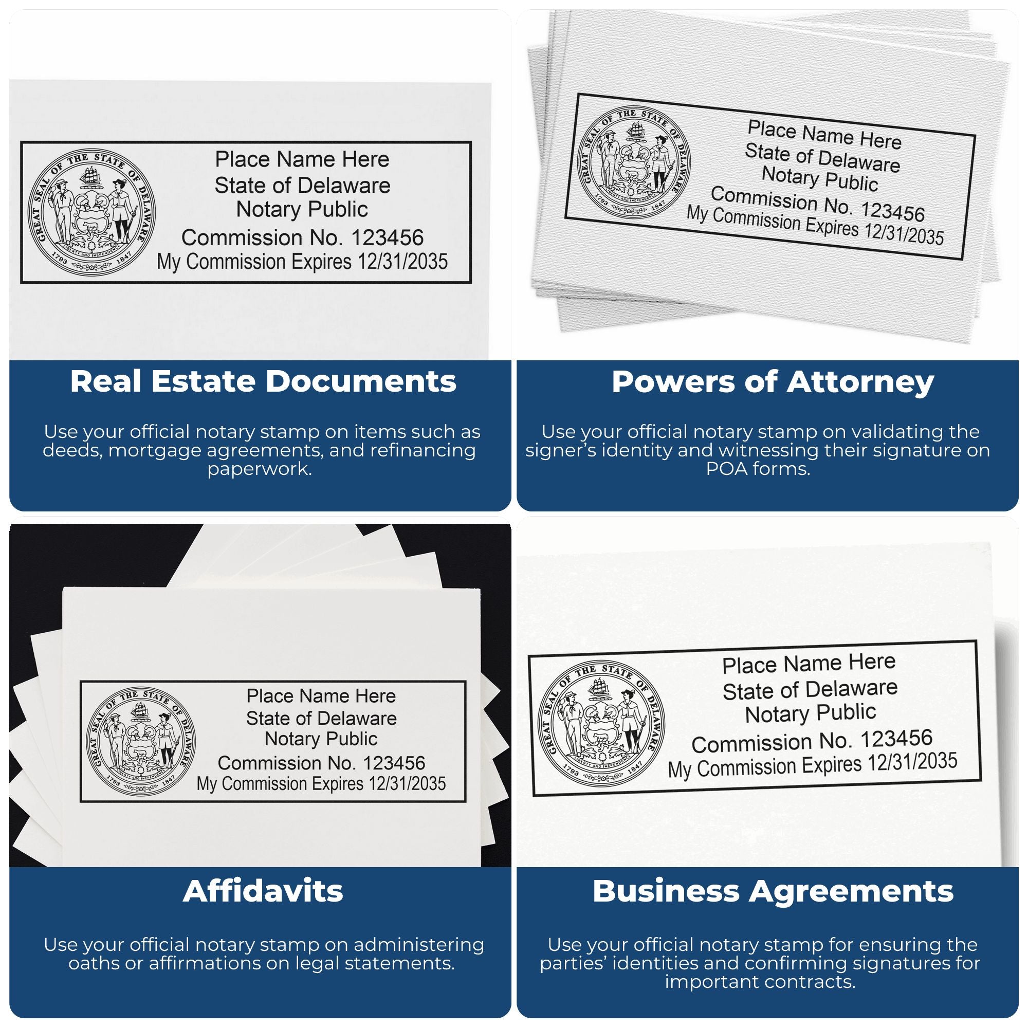 Rectangular Self Inking Delaware Notary Stamp and Hybrid Seal Embosser Kit - Engineer Seal Stamps