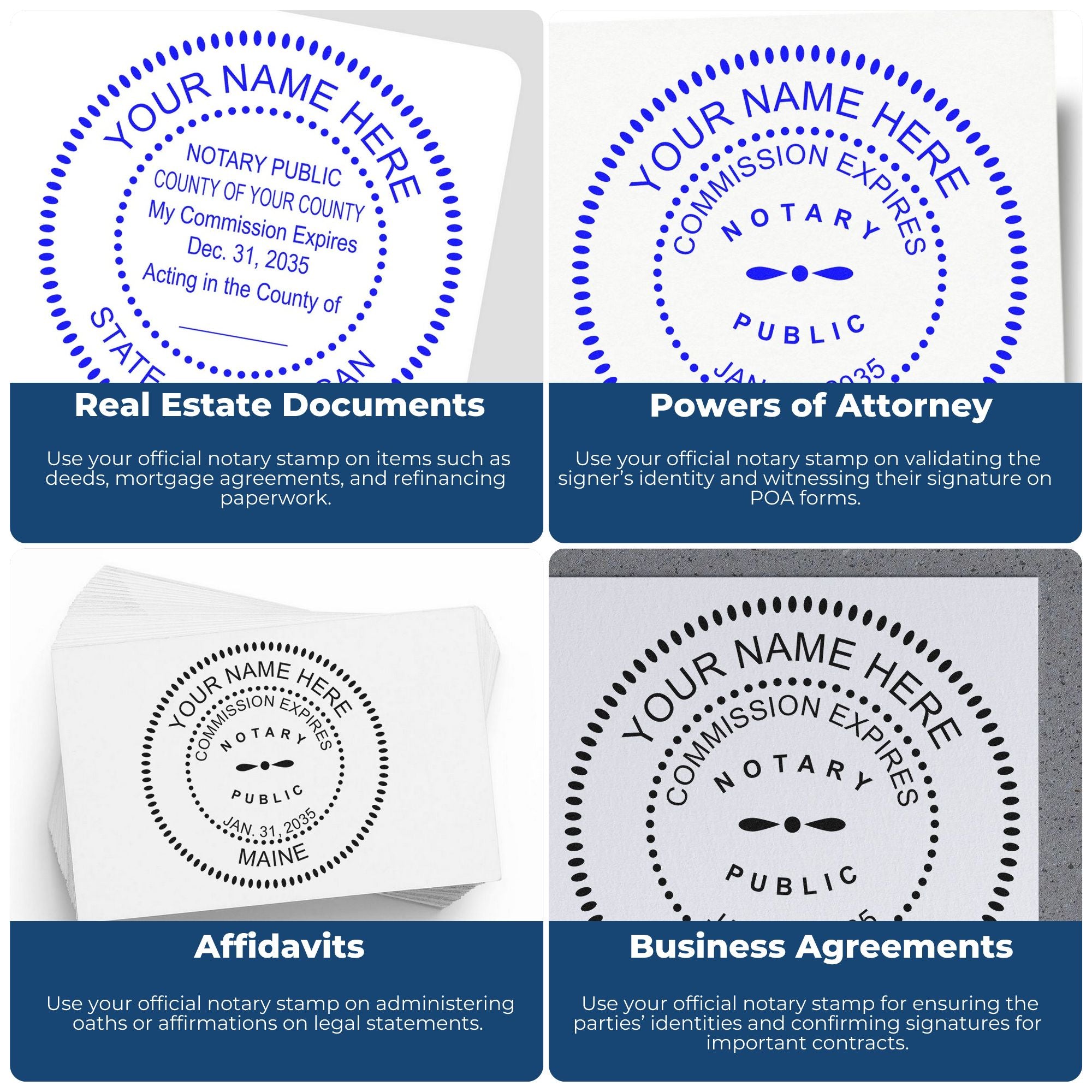 Soft Maine Notary Stamp and Notary Seal Embosser Bundle