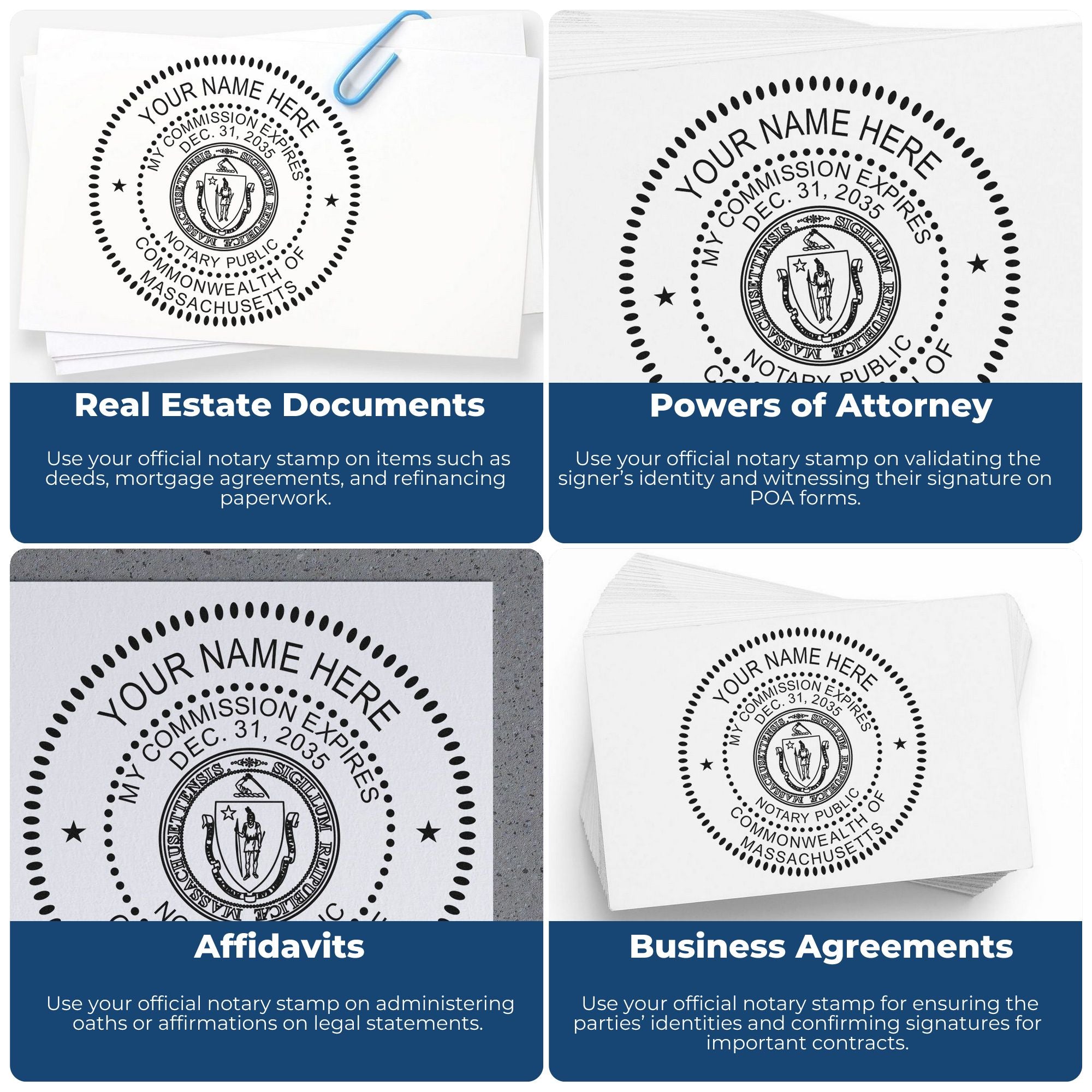 MA Notary Stamp and Seal, Hybrid Seal with Round Self-Inking Notary Stamp