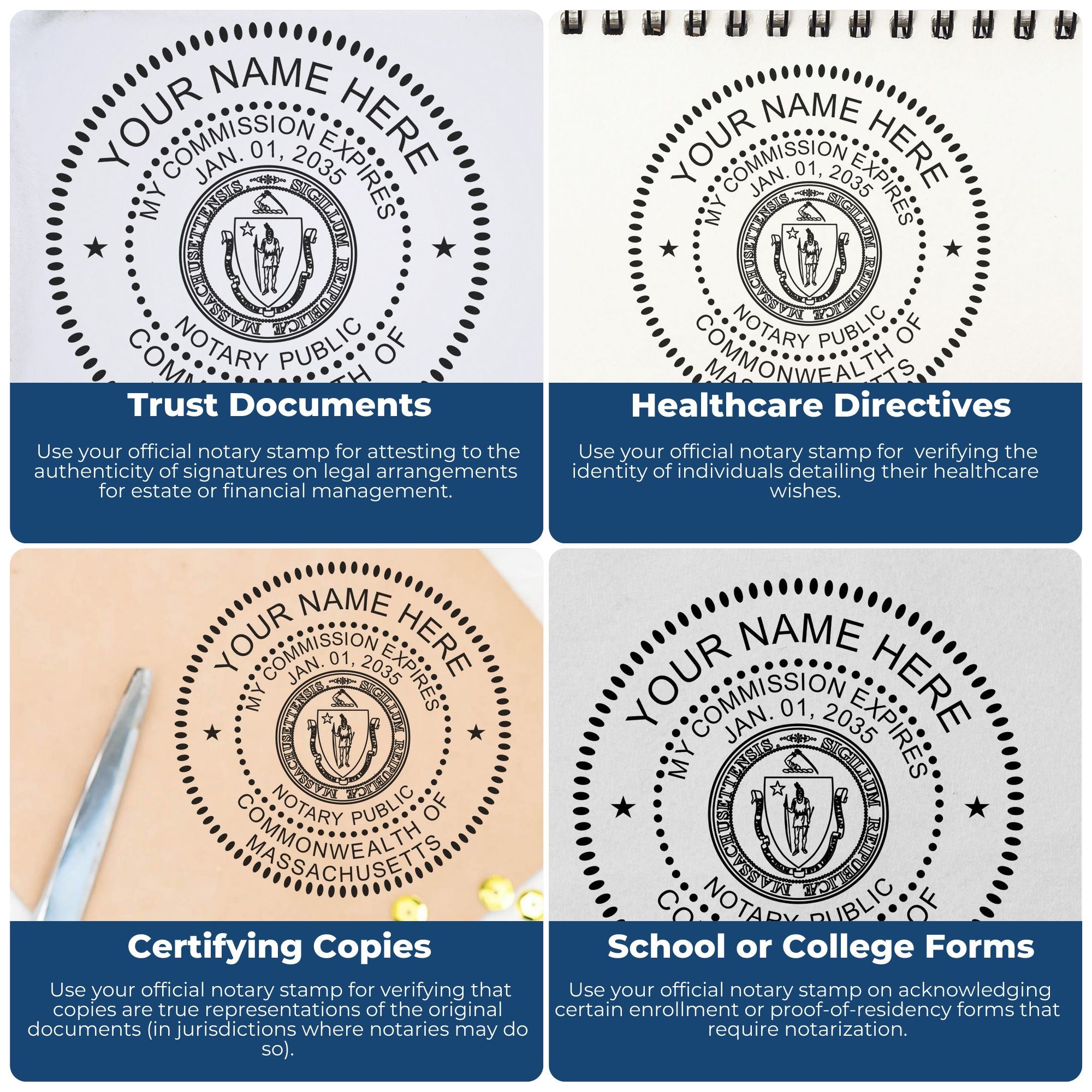 Massachusetts Hybrid Notary Seal and MA Round Notary Stamp