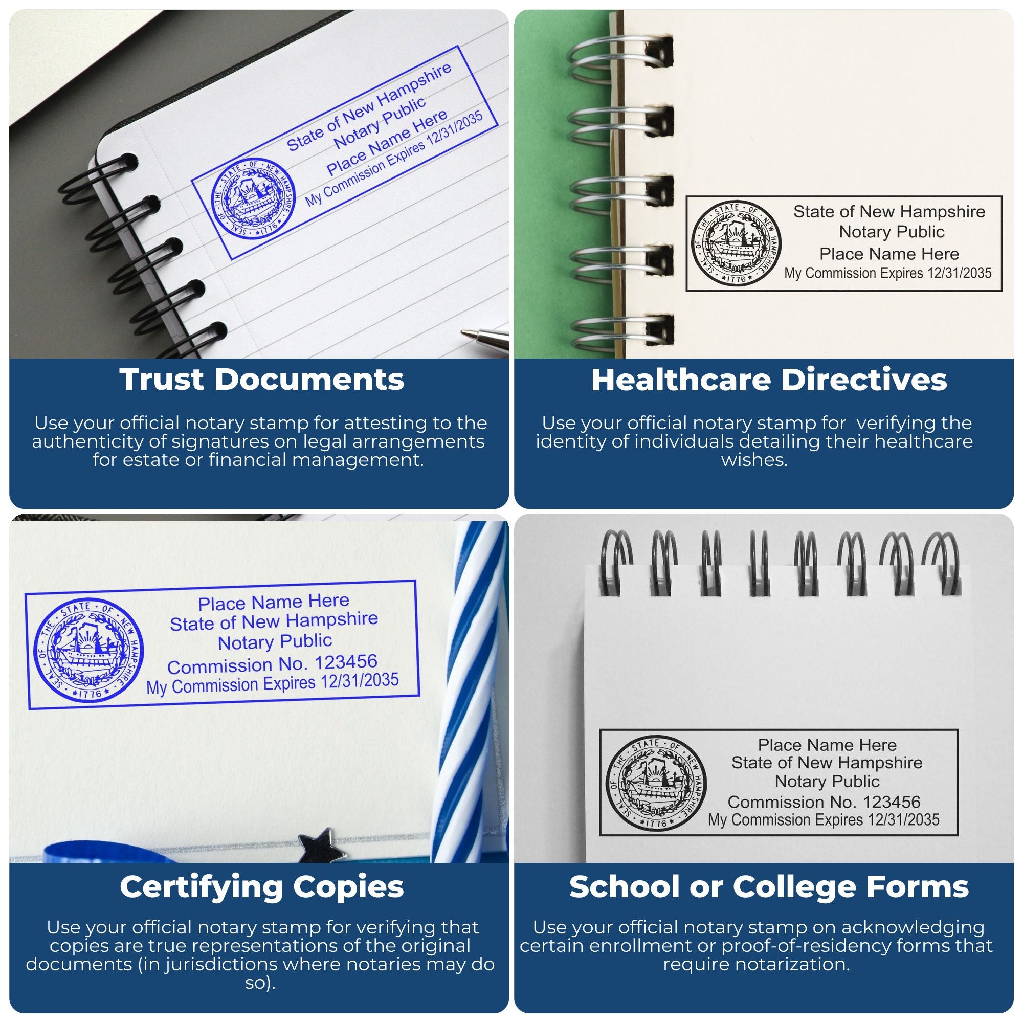 Rectangular Self Inking New Hampshire Notary Stamp and New Hampshire Notary Soft Seal
