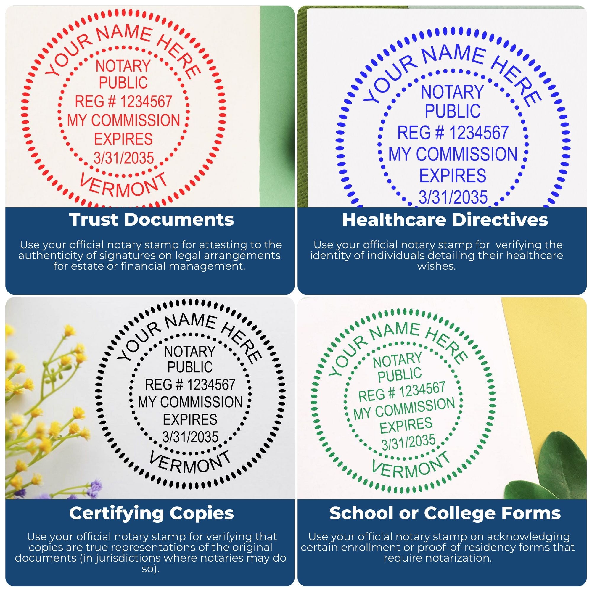 VT Notary Seal and Stamp with Hybrid Notary Seal and Round Notary Stamp
