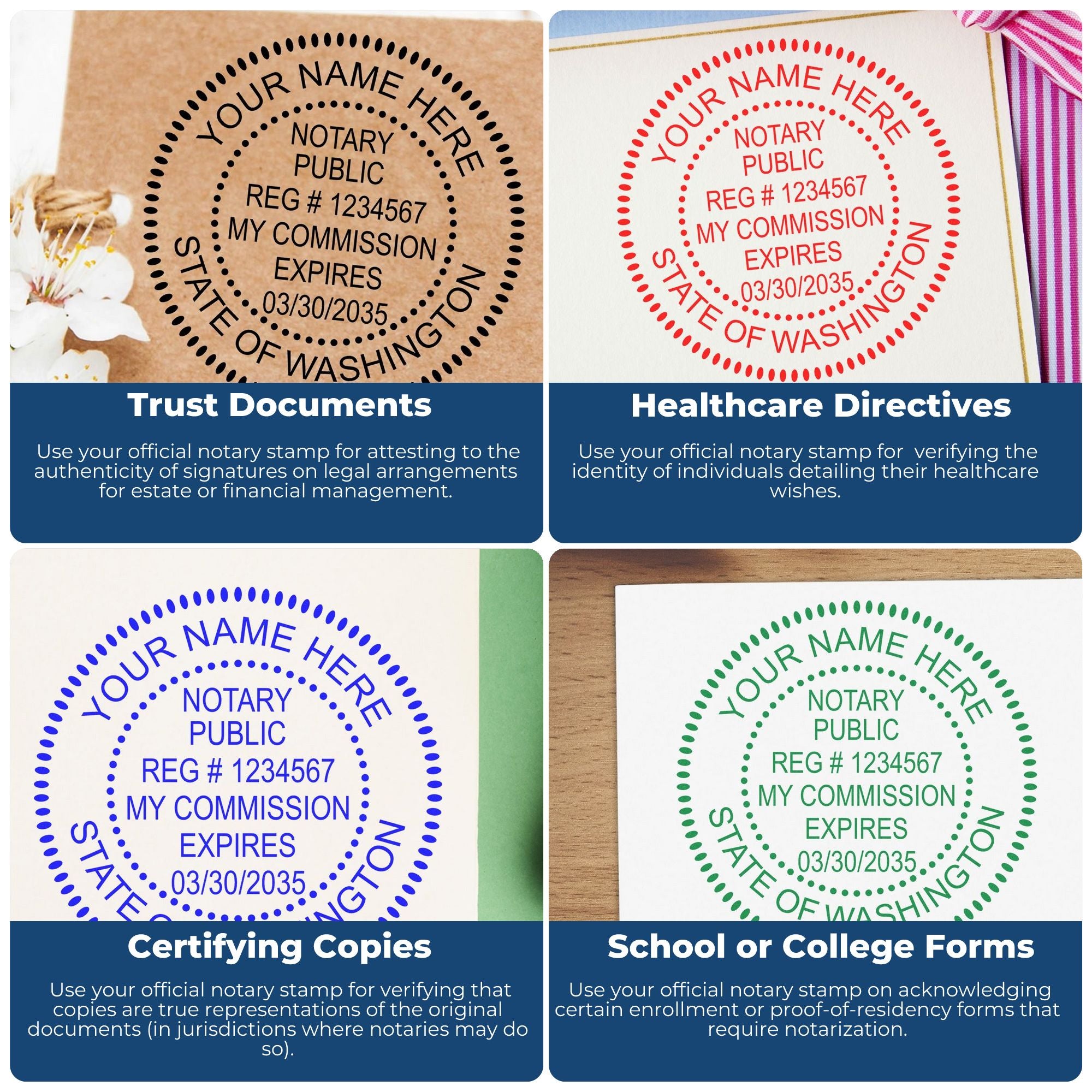 Washington Hybrid Notary Seal and WA Round Notary Stamp